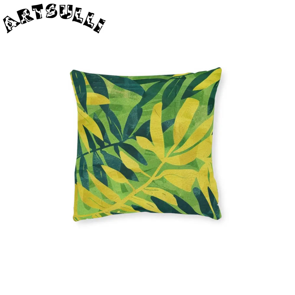 JAKKOUTTHEBXX Tropical Leaf Faux Suede Square Pillow JAKKOUTTHEBXX