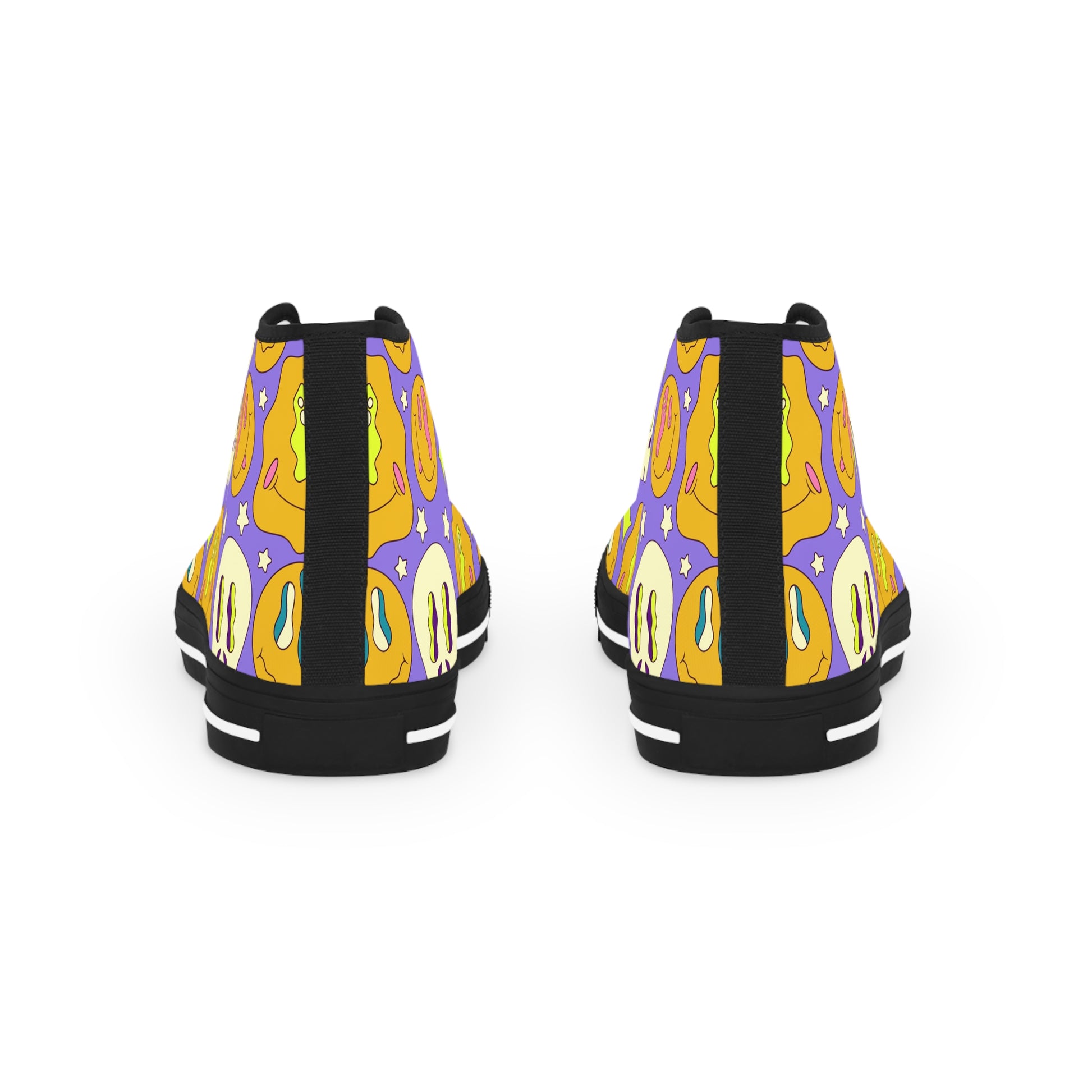 Trippy Crystallic Smiley Dayglo Men's High Top Sneakers, Artsulli - Art is Long, Life is Short, Shoes, , , , , , , 