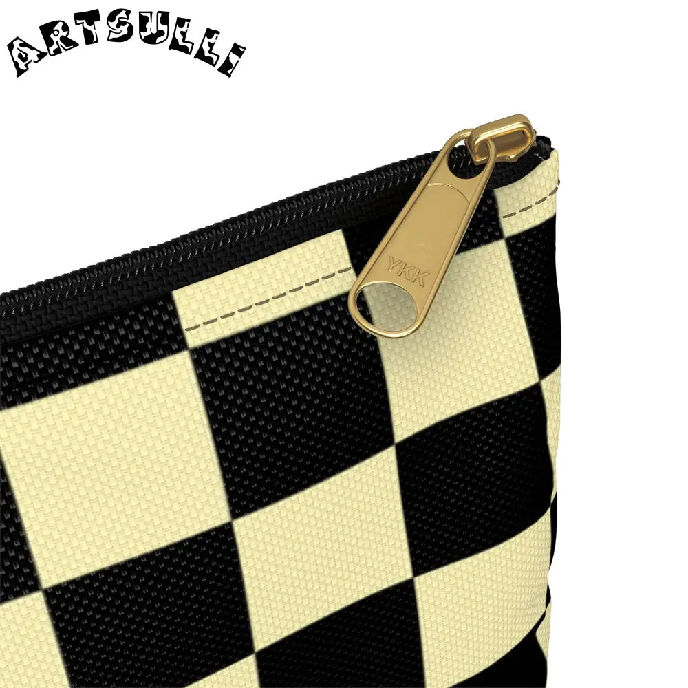 JAKKOUTTHEBXX Checkerboard Black and Yellow Accessory Pouch