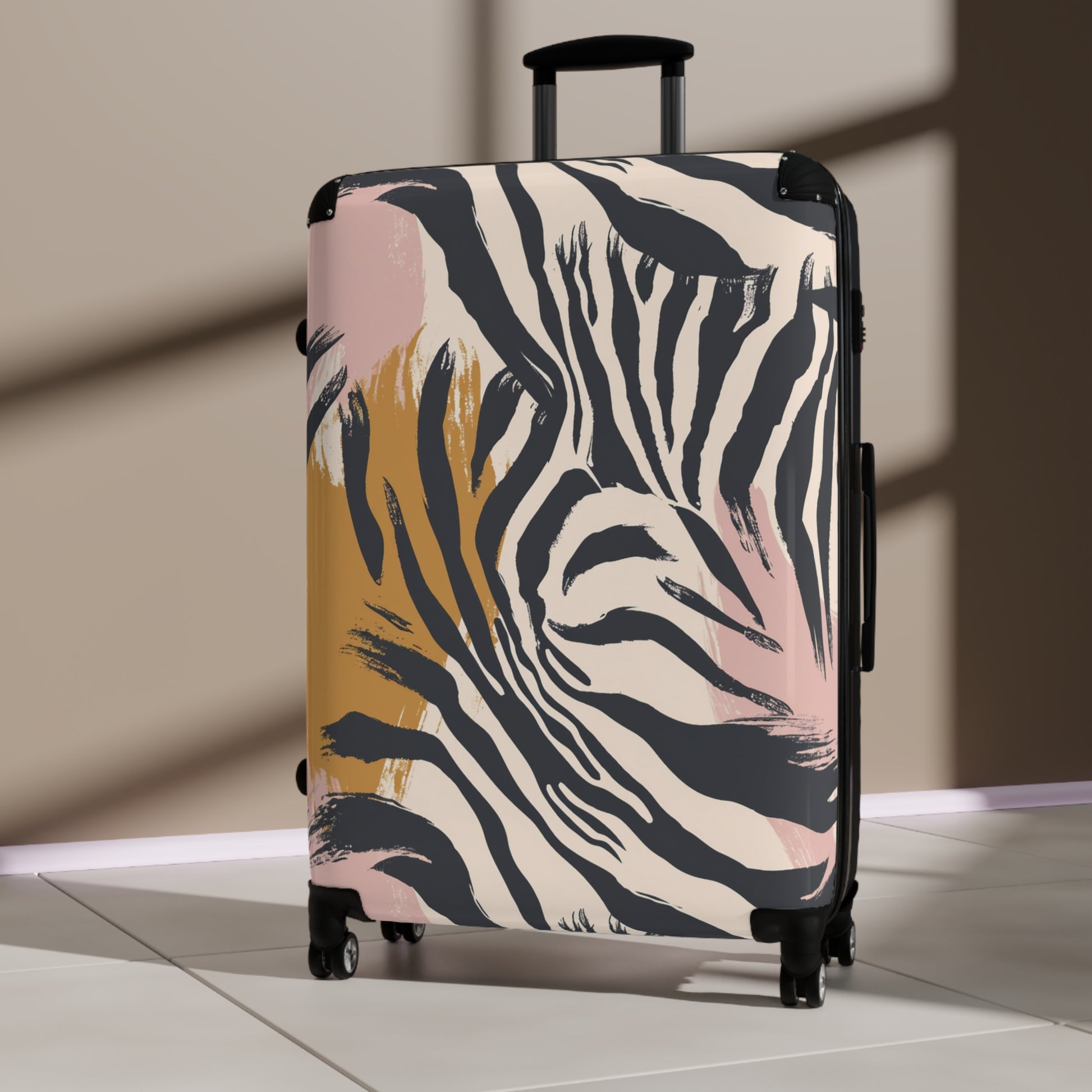 Zebra Brush Strokes Suitcase, Artsulli - Art is Long, Life is Short, Bags, , , , , , , 