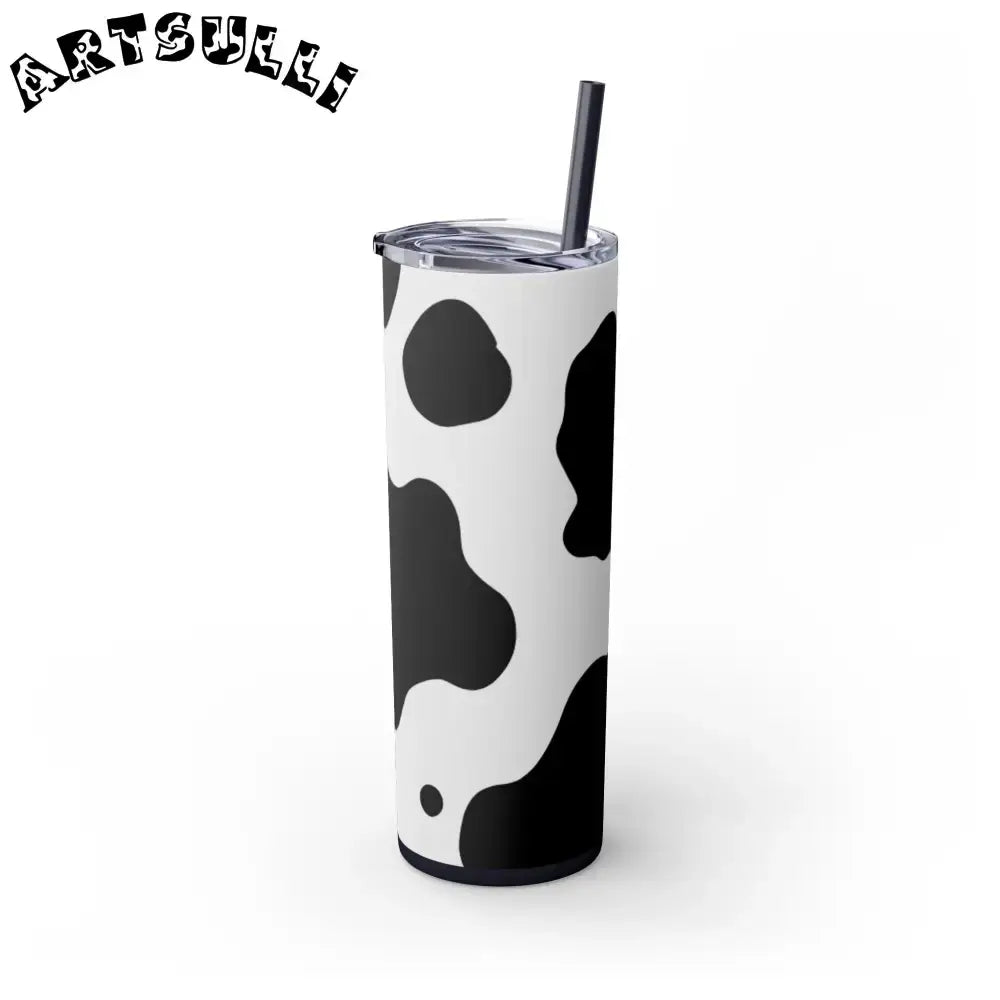 JAKKOUTTHEBXX White cow print skinny tumbler with clear lid
