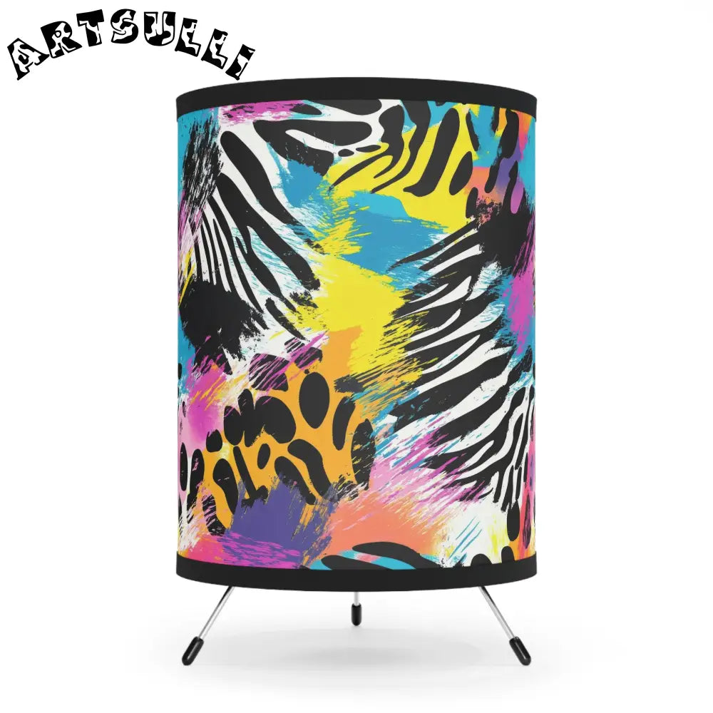 Zebra Stripes x Leopard Print x Paint Splatter Multi-Color II Tripod Lamp with High-Res Printed Shade, US\CA plug, Artsulli - Art is Long, Life is Short, Home Decor, Size, One size, Color, Black, , , 17766289109866