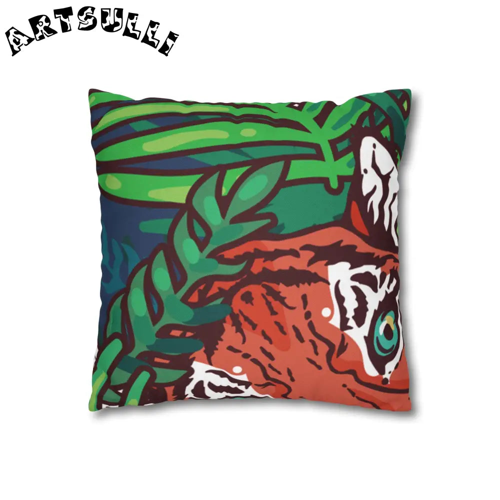 JAKKOUTTHEBXX Tropical Jungle Tigers Blue and Green Spun Polyester