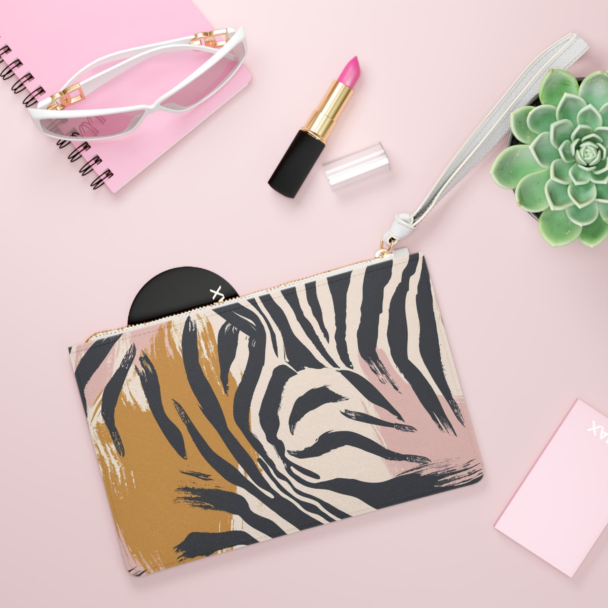 Zebra Brush Strokes Clutch Bag, Artsulli - Art is Long, Life is Short, Bags, , , , , , , 