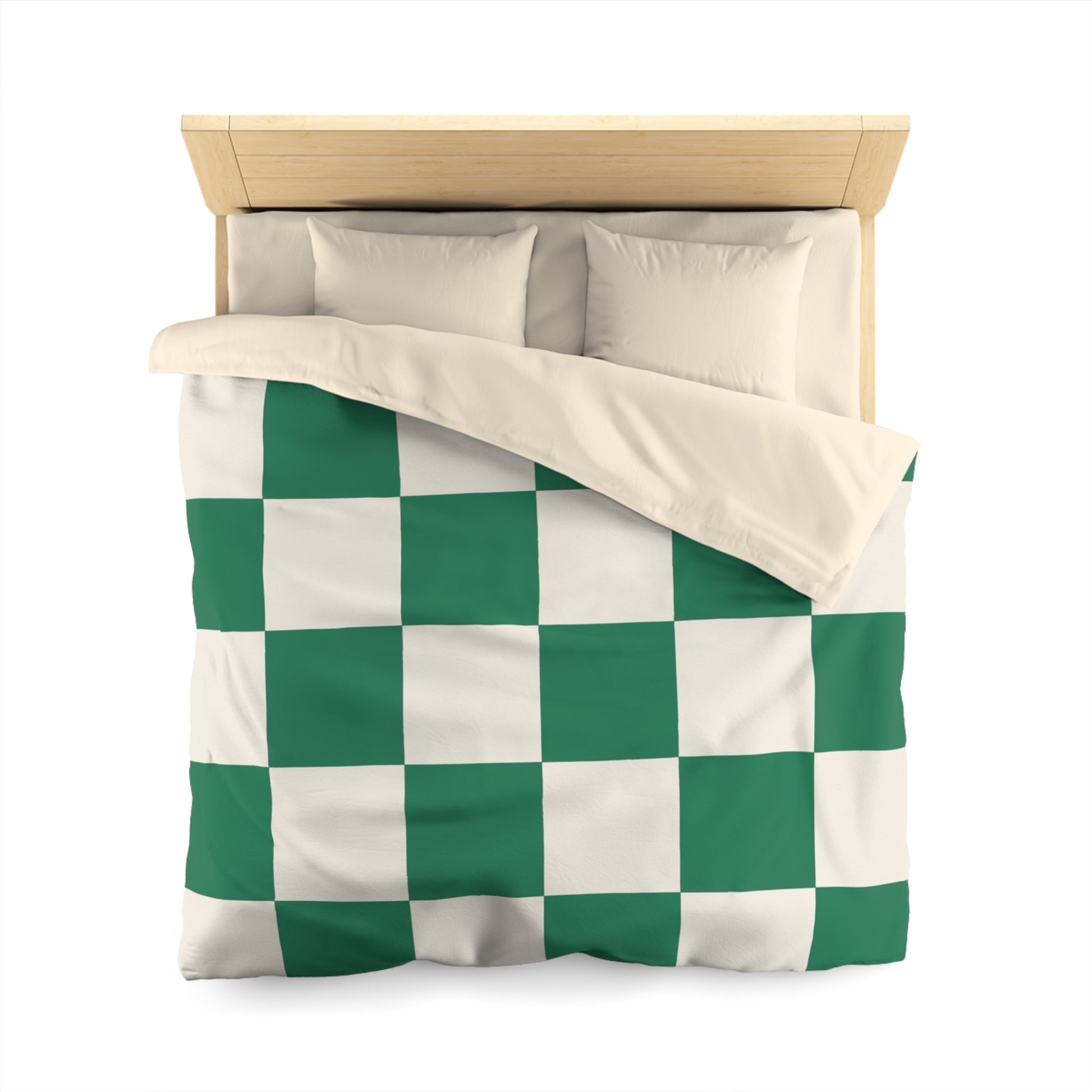 Checkerboard Dark Green Microfiber Duvet Cover, Artsulli - Art is Long, Life is Short, Home Decor, , , , , , , 