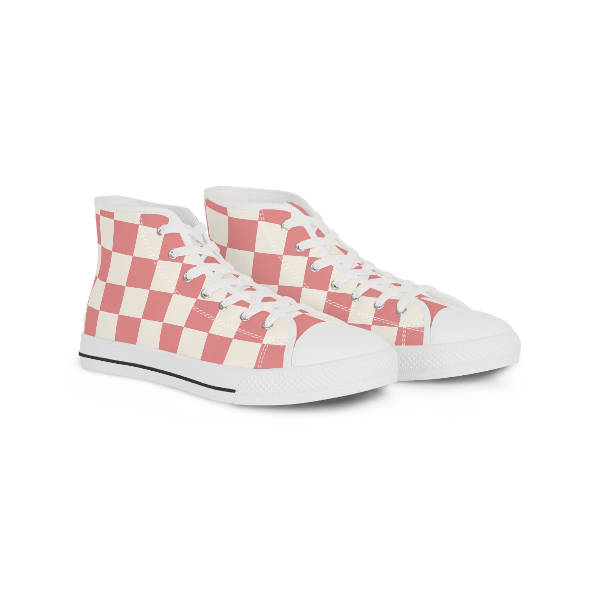 Retro Checkered Grassland Sprites II Men's High Top Sneakers, Artsulli - Art is Long, Life is Short, Shoes, Size, US 5, Color, White sole, , , 20410843105452943699