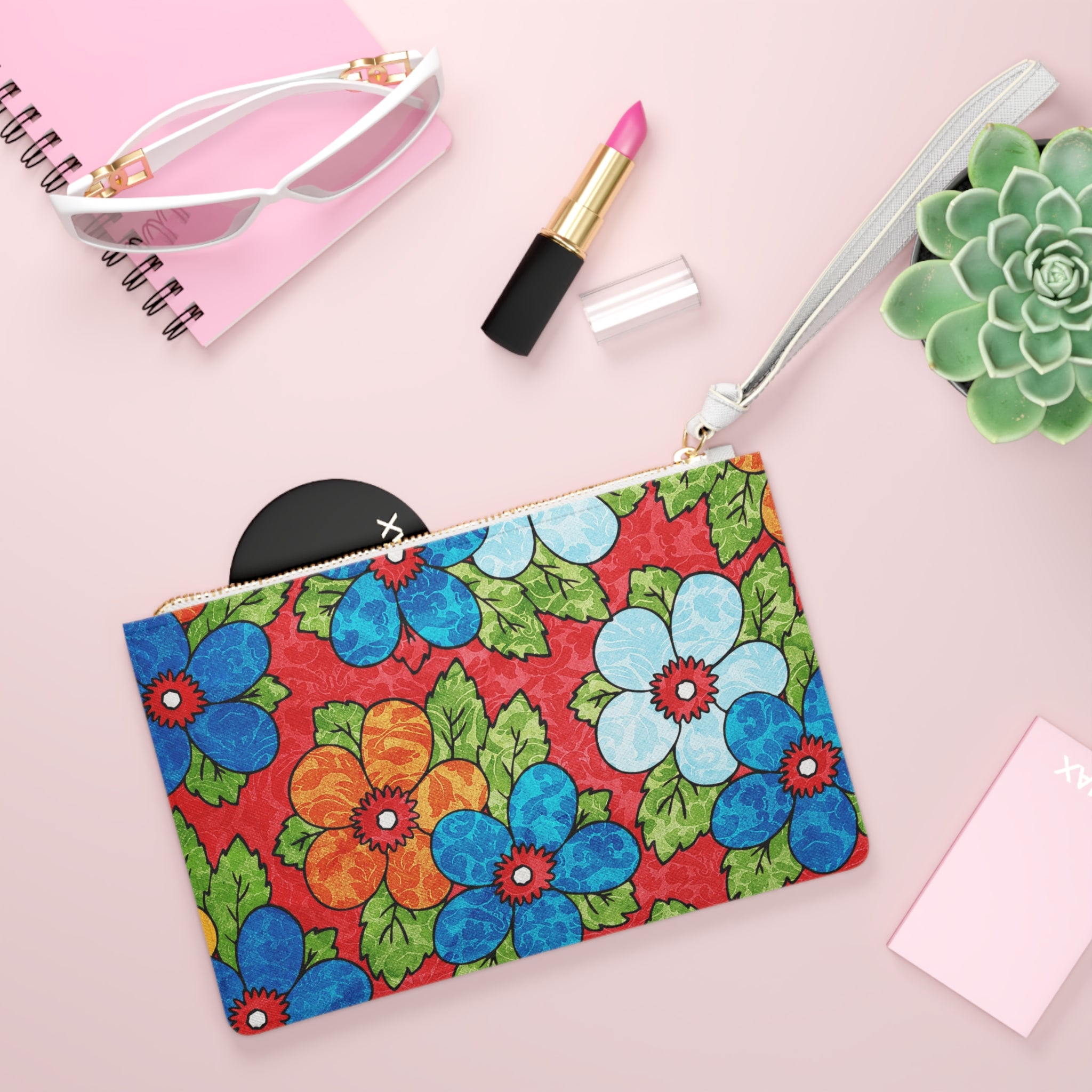 Groovy Red Floral Kl Clutch Bag, Artsulli - Art is Long, Life is Short, Bags, , , , , , , 