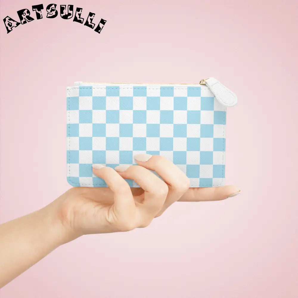 JAKKOUTTHEBXX Checkerboard Sky Blue Mini Clutch Bag JAKKOUTTHEBXX