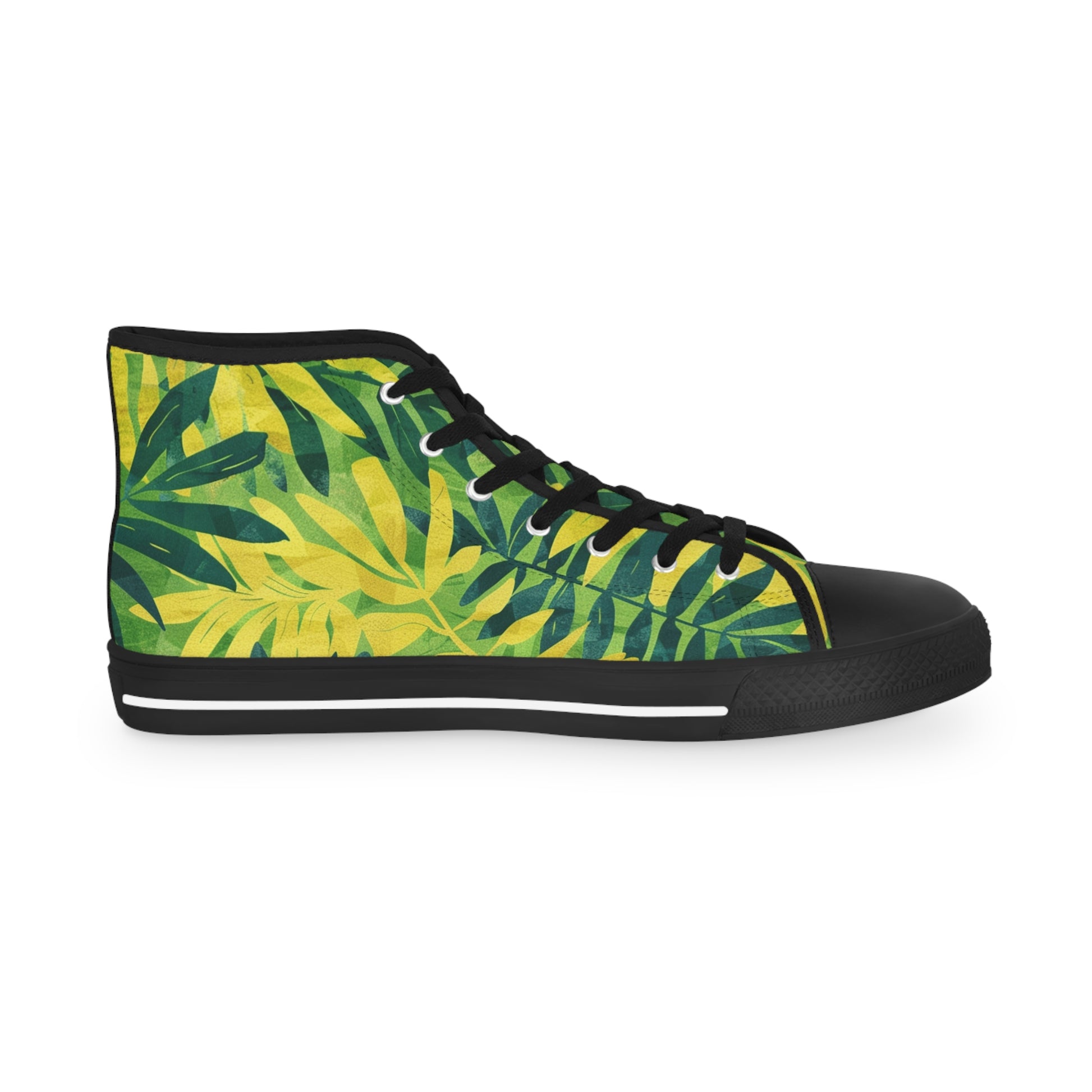 Green Leaf x Yellow Leaf x Tropical x Jungle III Men's High Top Sneakers, Artsulli - Art is Long, Life is Short, Shoes, , , , , , , 