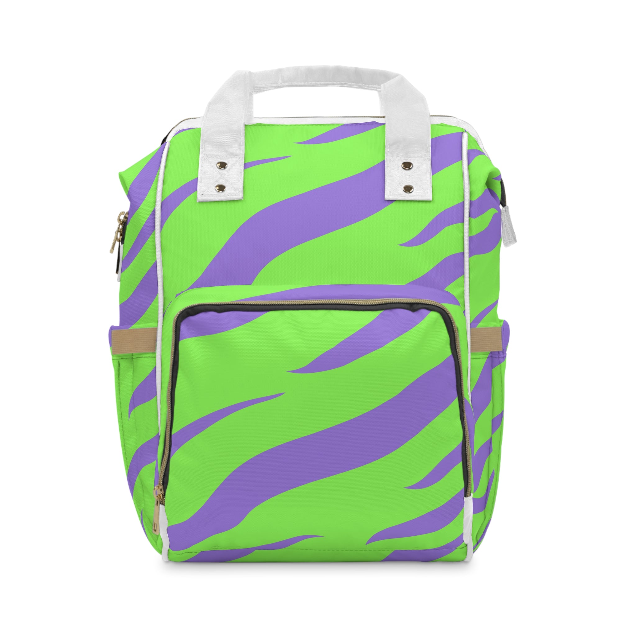 Tyrannosaurus Print Green and Purple Multifunctional Diaper Backpack, Artsulli - Art is Long, Life is Short, Bags, Size, 15.0" × 10.8" × 6.7'', , , , , 15139914547021