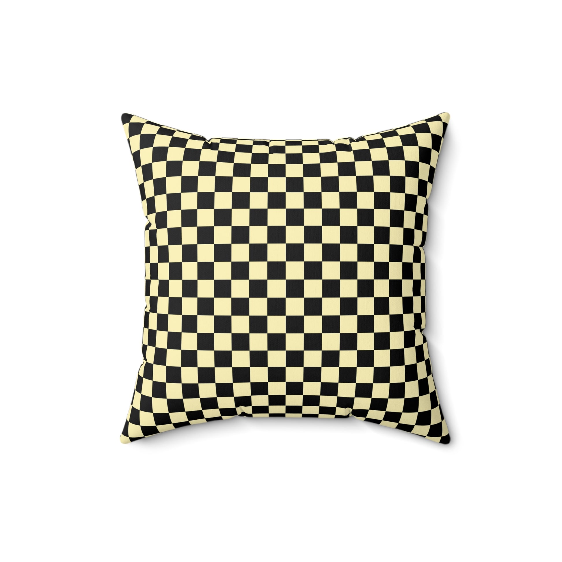 Checkerboard II Black and Yellow Spun Polyester Square Pillow, Artsulli - Art is Long, Life is Short, Home Decor, Size, 16" × 16", , , , , 74864317346800033353