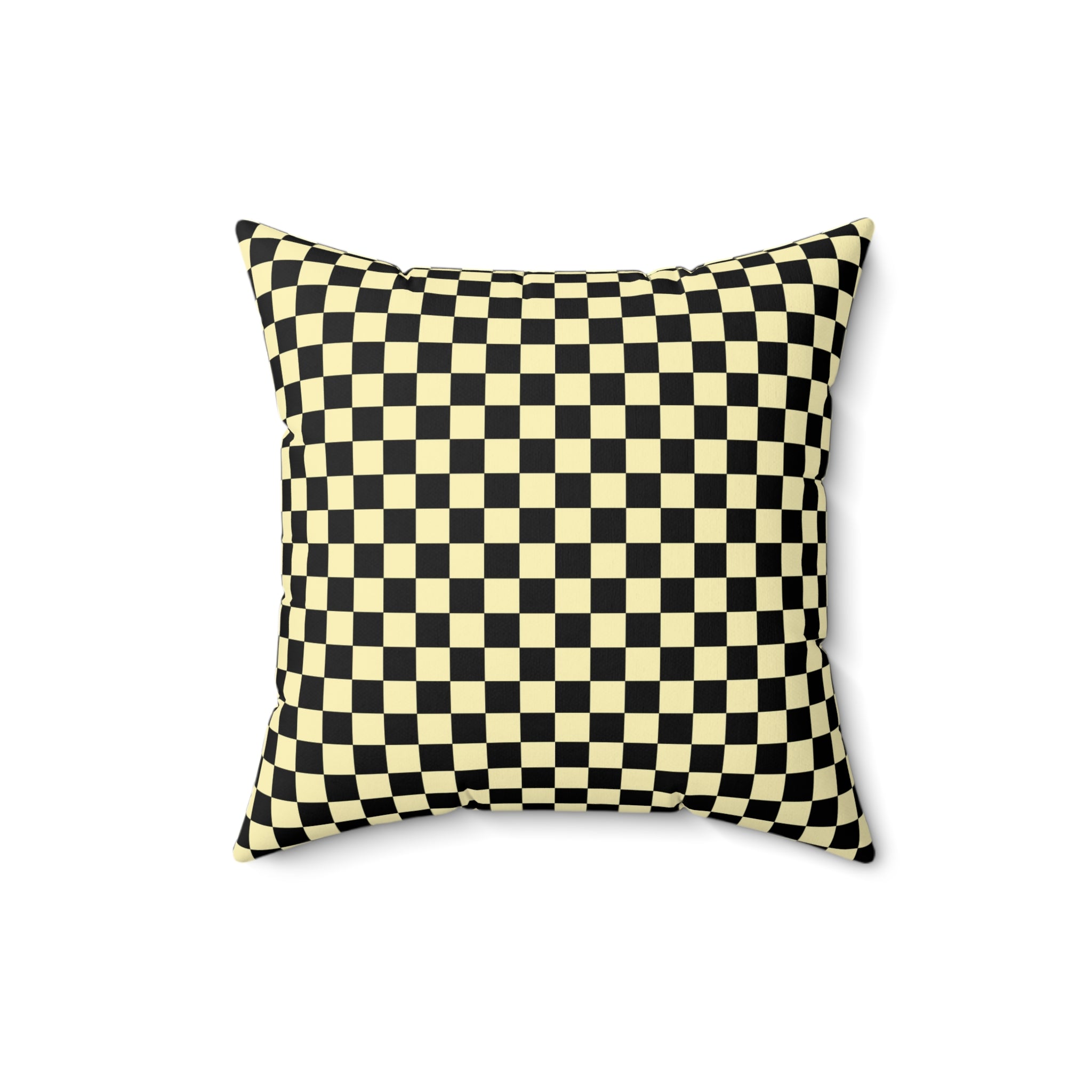 Checkerboard II Black and Yellow Spun Polyester Square Pillow, Artsulli - Art is Long, Life is Short, Home Decor, Size, 16" × 16", , , , , 74864317346800033353