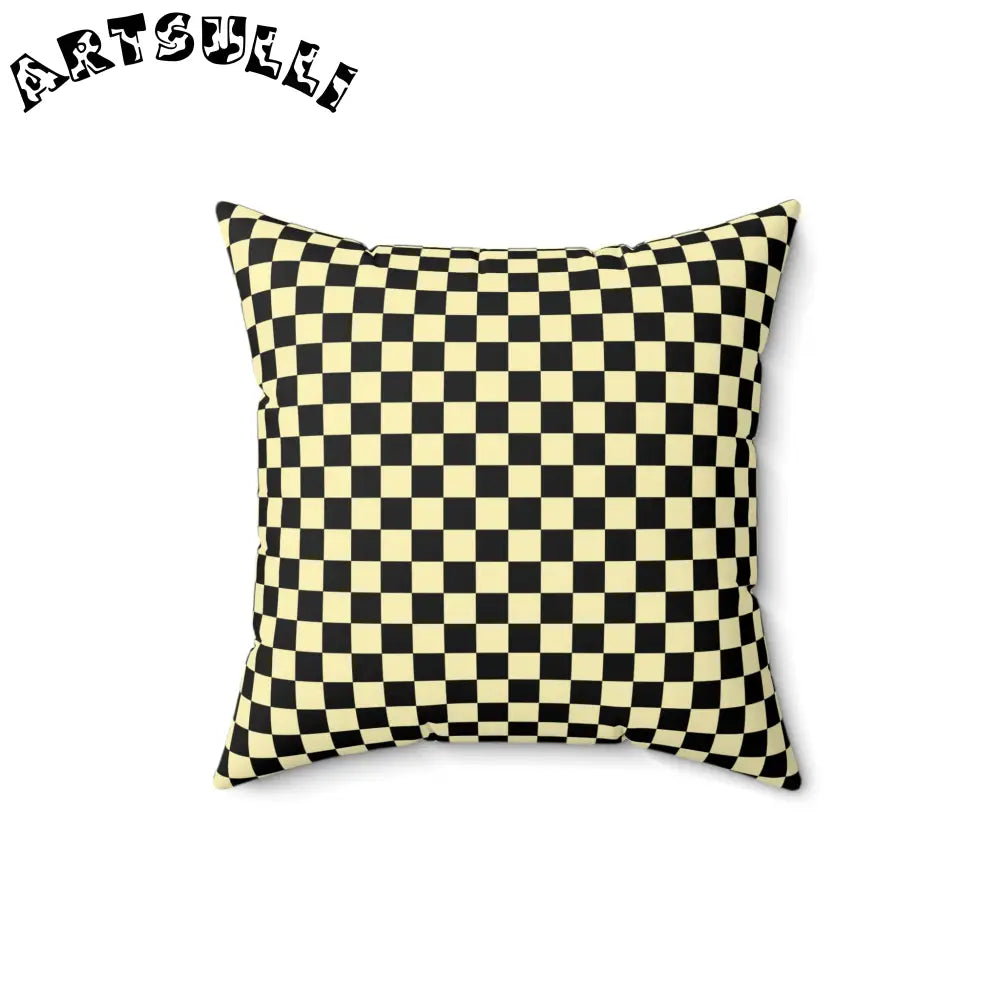 JAKKOUTTHEBXX Checkerboard II Black and Yellow Spun Polyester Square