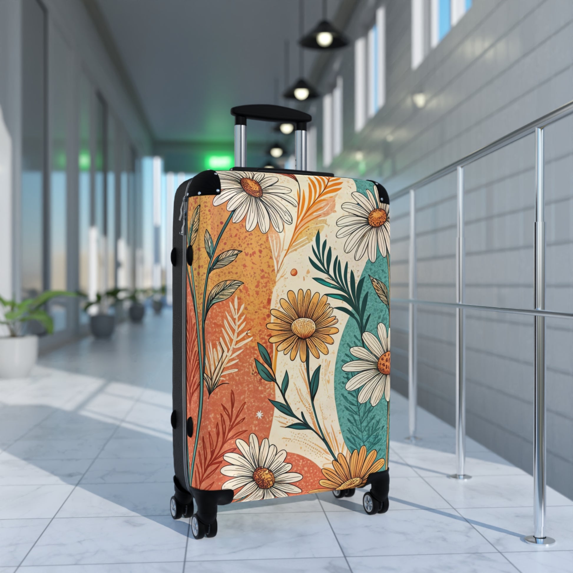 Retro Daisy Dream Suitcase, Artsulli - Art is Long, Life is Short, Bags, , , , , , , 