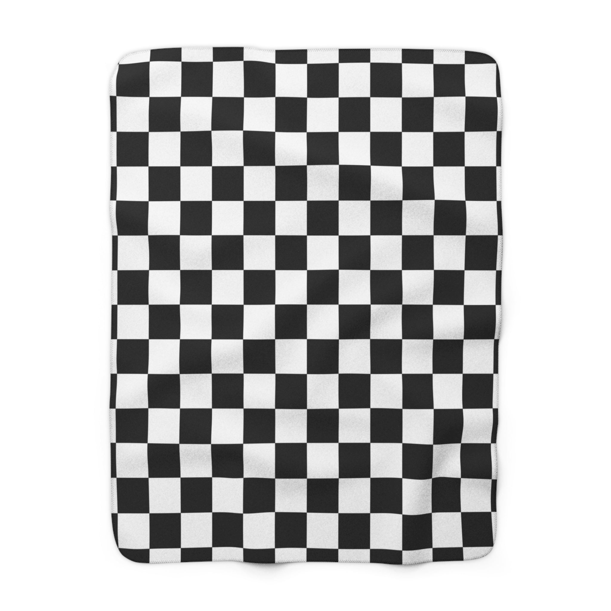 Checkerboard White and Black Sherpa Fleece Blanket, Artsulli - Art is Long, Life is Short, Home Decor, Size, 50" × 60", , , , , 23183967496180932496