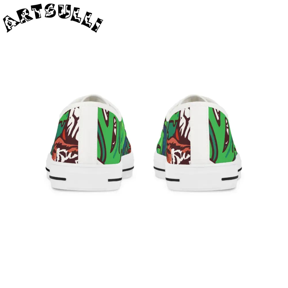 JAKKOUTTHEBXX Tropical Jungle Tigers Green and Blue Men’s Low Top