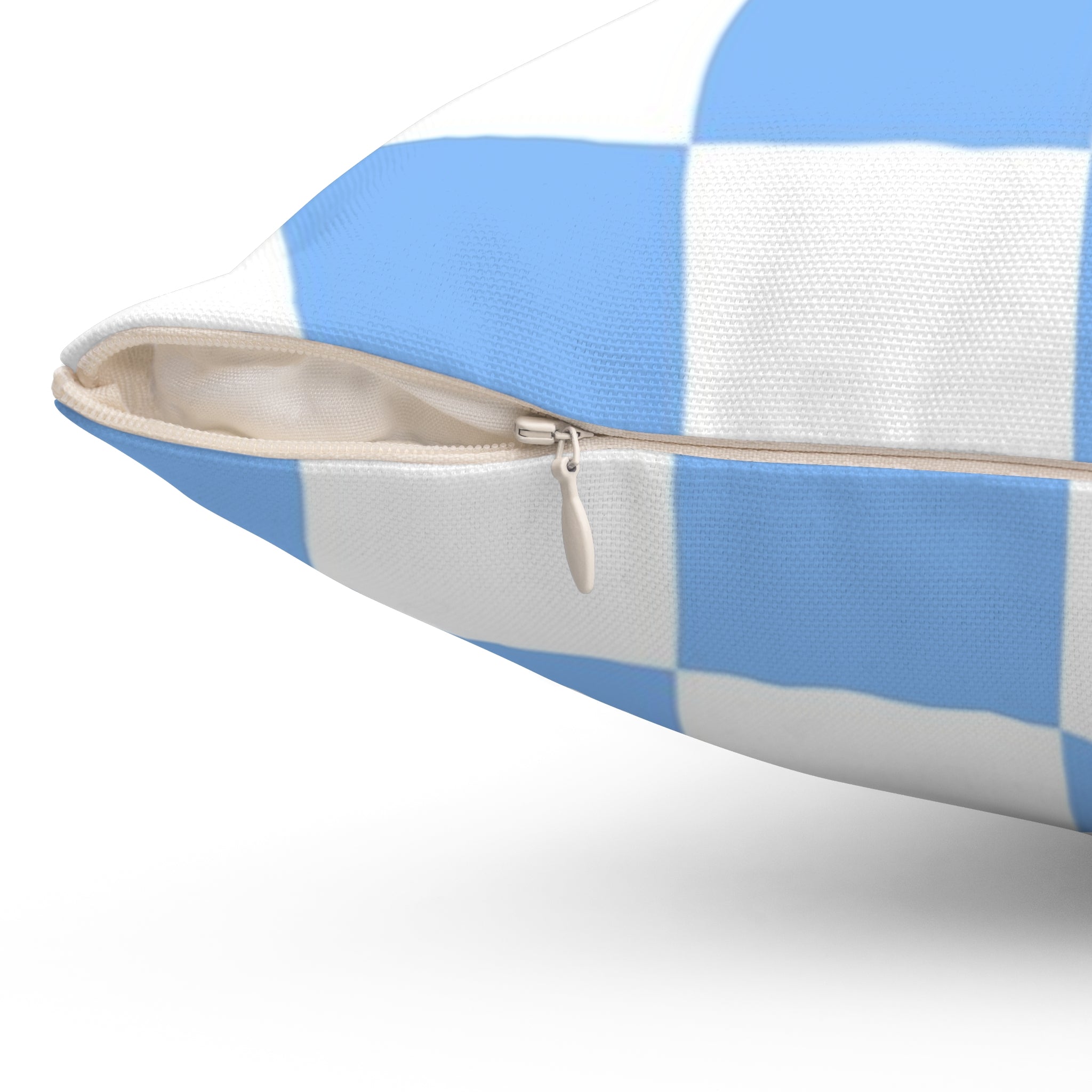 Checkerboard White and Light Blue Spun Polyester Square Pillow, Artsulli - Art is Long, Life is Short, Home Decor, , , , , , , 
