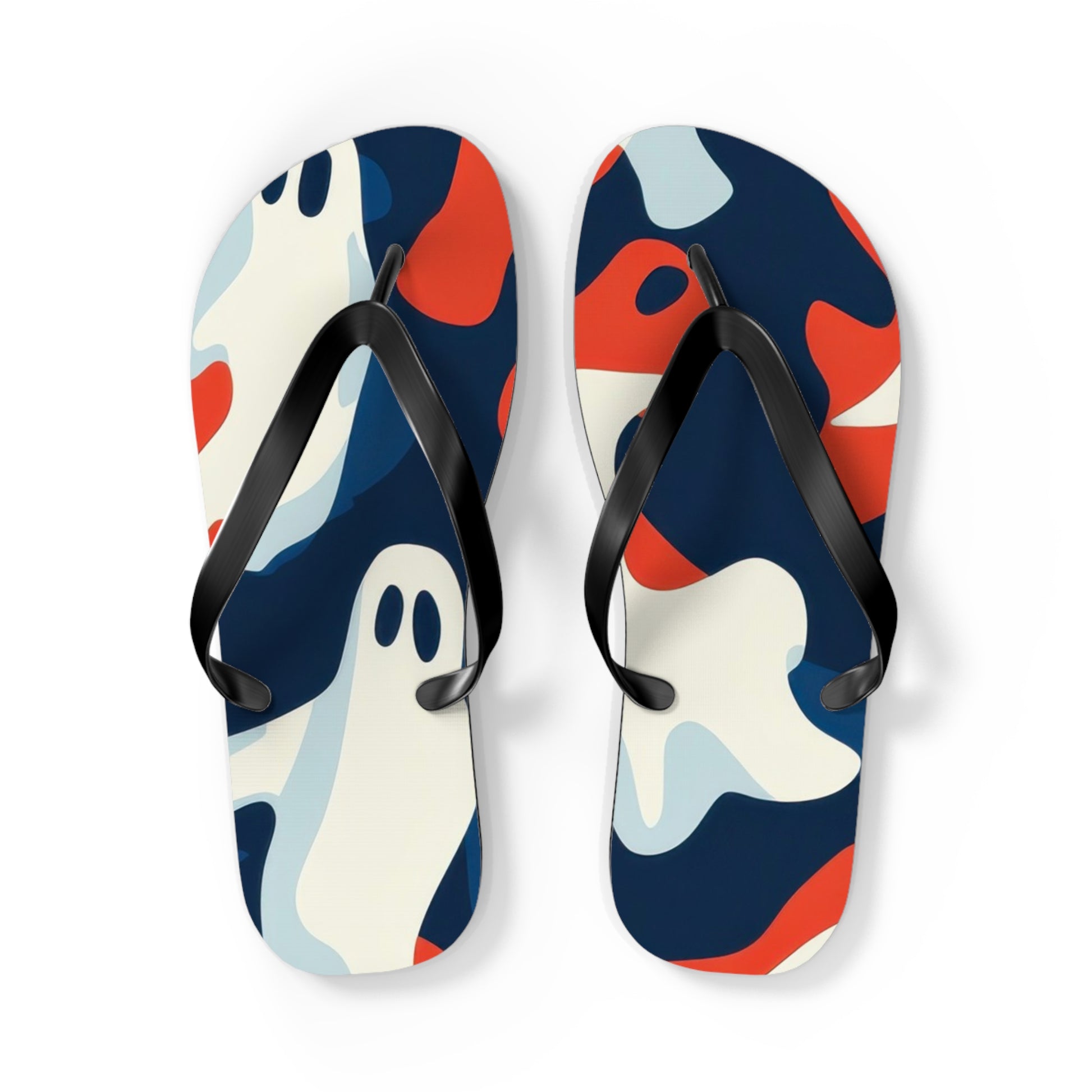 Camo Ghosts Flip Flops, Artsulli - Art is Long, Life is Short, Shoes, Size, L, Color, Black sole, , , 14443608652768