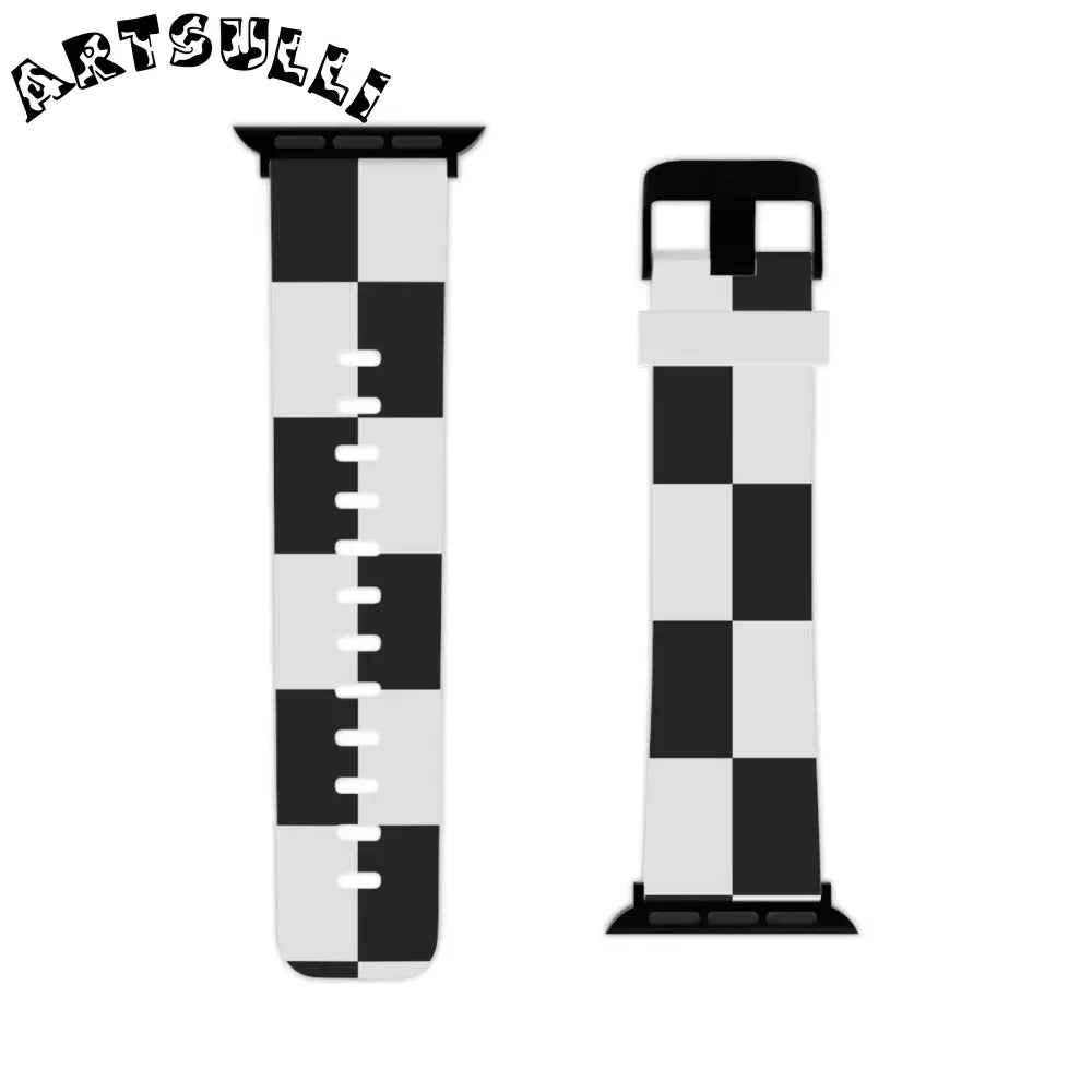 JAKKOUTTHEBXX Checkerboard Black and White Watch Band for Apple