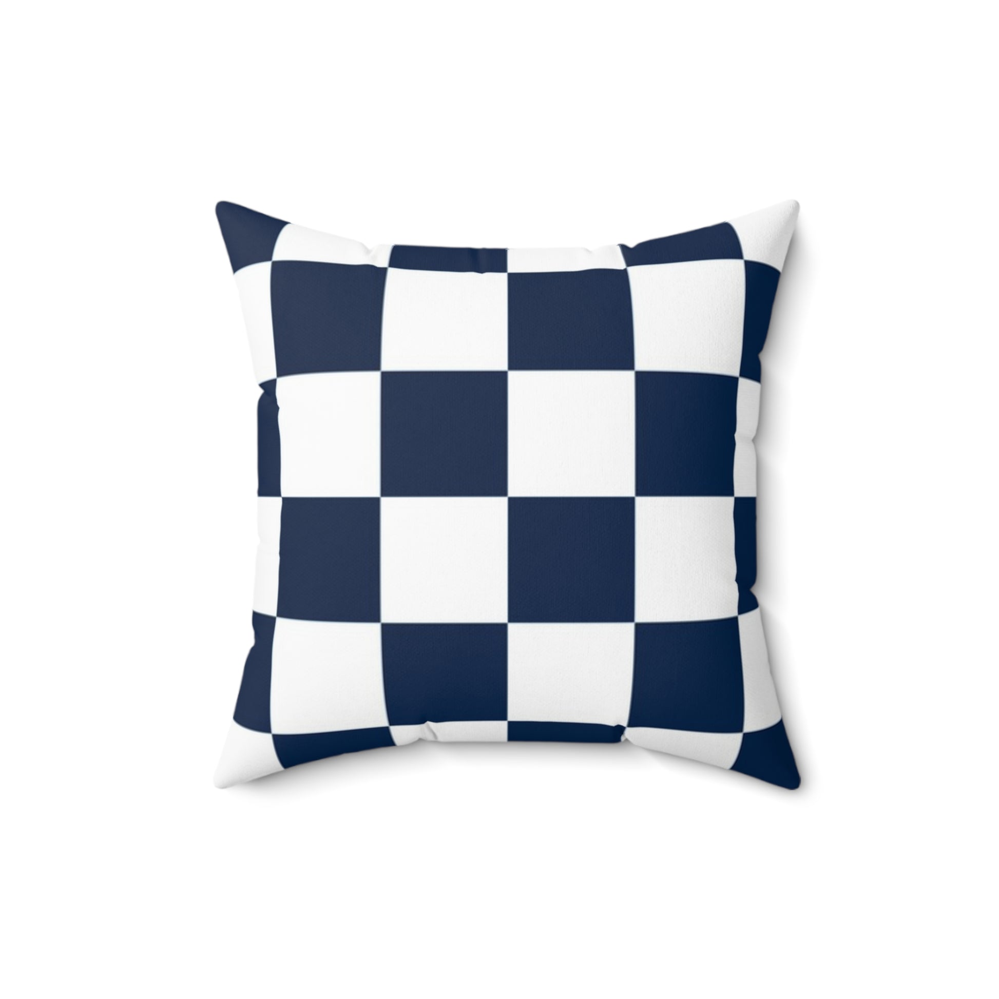 Checkerboard White and Navy Blue Spun Polyester Square Pillow, Artsulli - Art is Long, Life is Short, Home Decor, Size, 16" × 16", , , , , 93397008484615147156