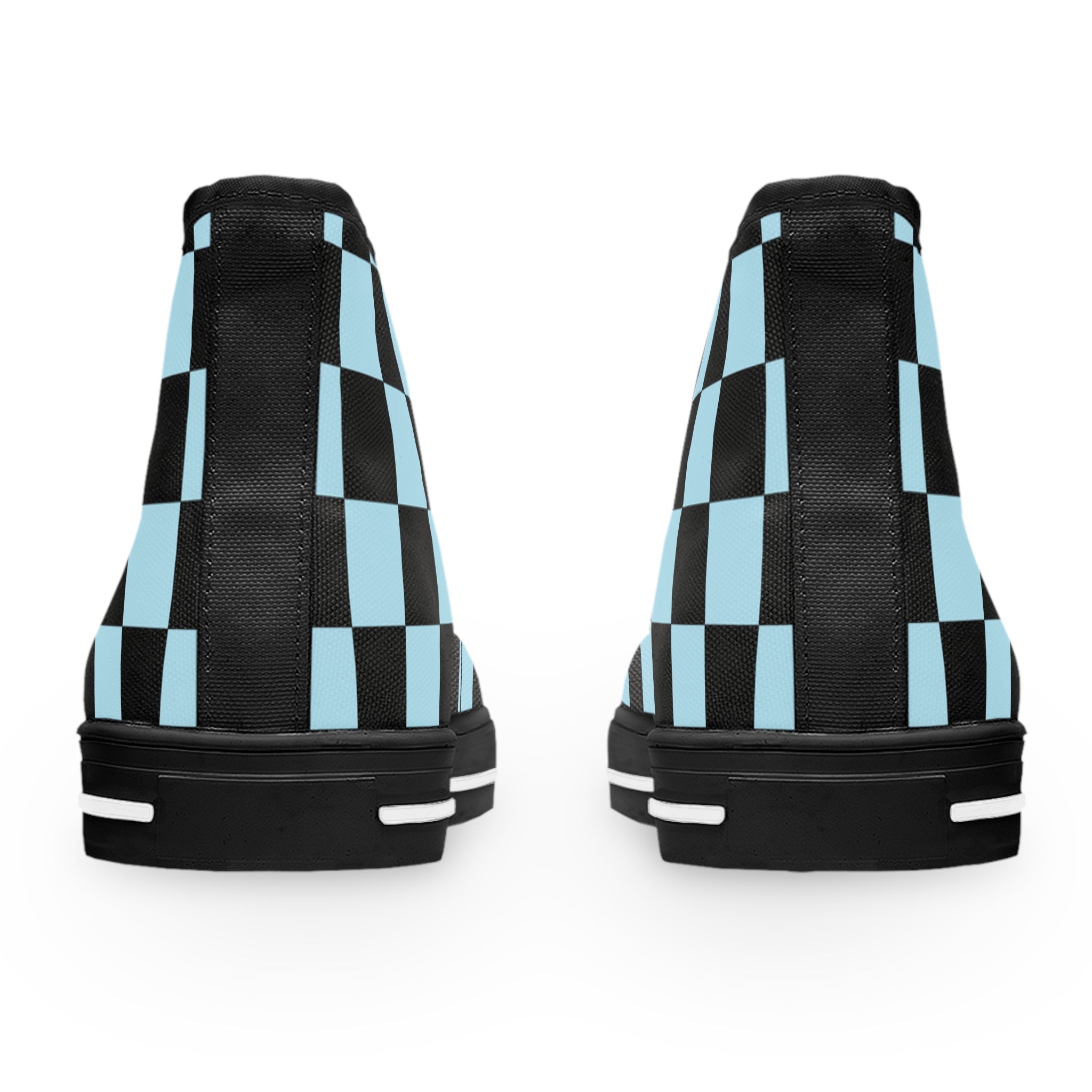 Checkerboard Black and Blue Women's High Top Sneakers, Artsulli - Art is Long, Life is Short, Shoes, , , , , , , 