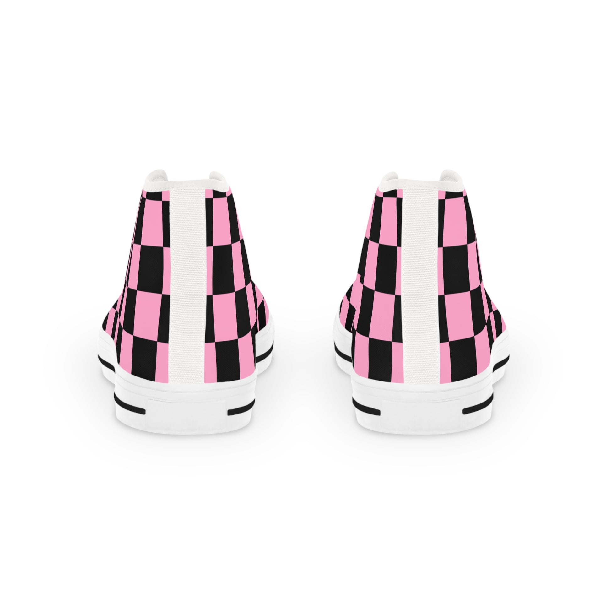 Checkerboard Black and Pink Men's High Top Sneakers, Artsulli - Art is Long, Life is Short, Shoes, , , , , , , 