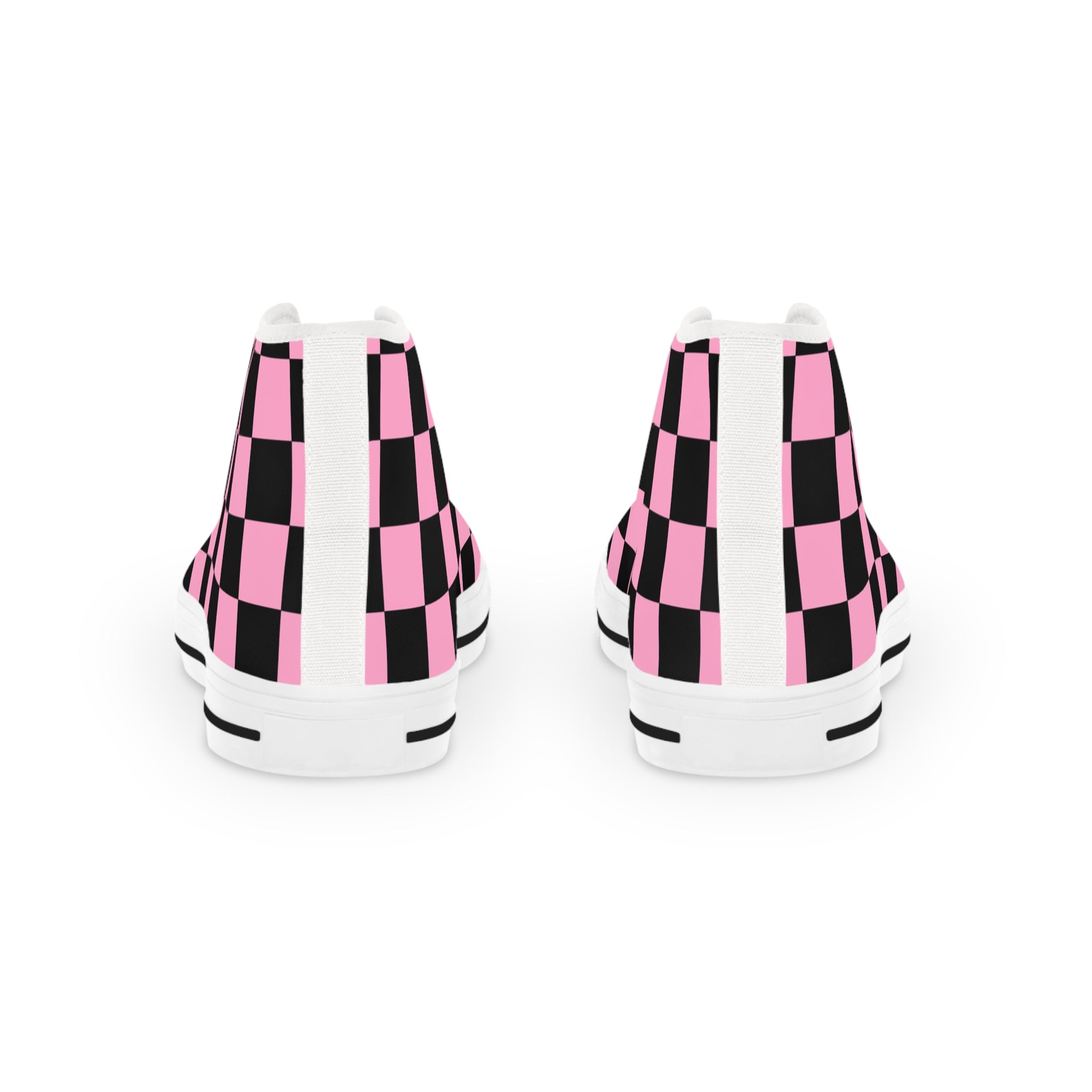 Checkerboard Black and Pink Men's High Top Sneakers, Artsulli - Art is Long, Life is Short, Shoes, , , , , , , 