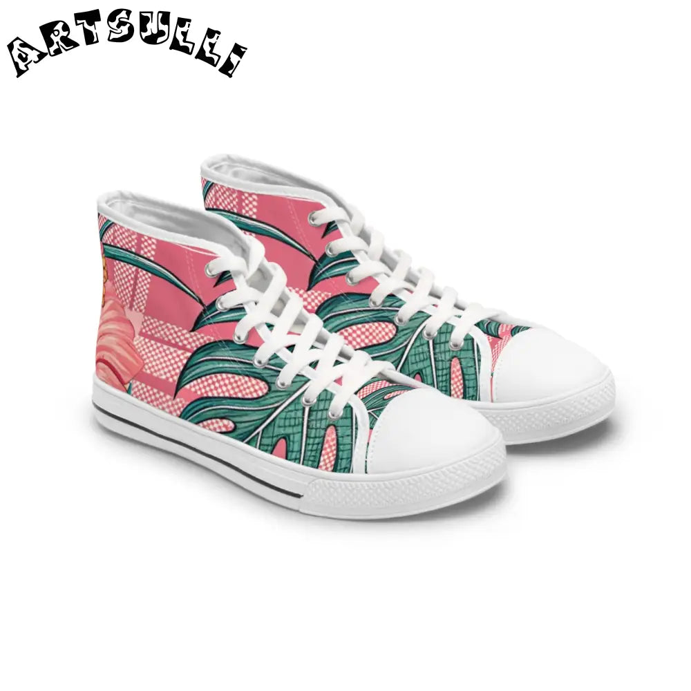 JAKKOUTTHEBXX Plaid x Floral Burgundy Women’s High Top Sneakers