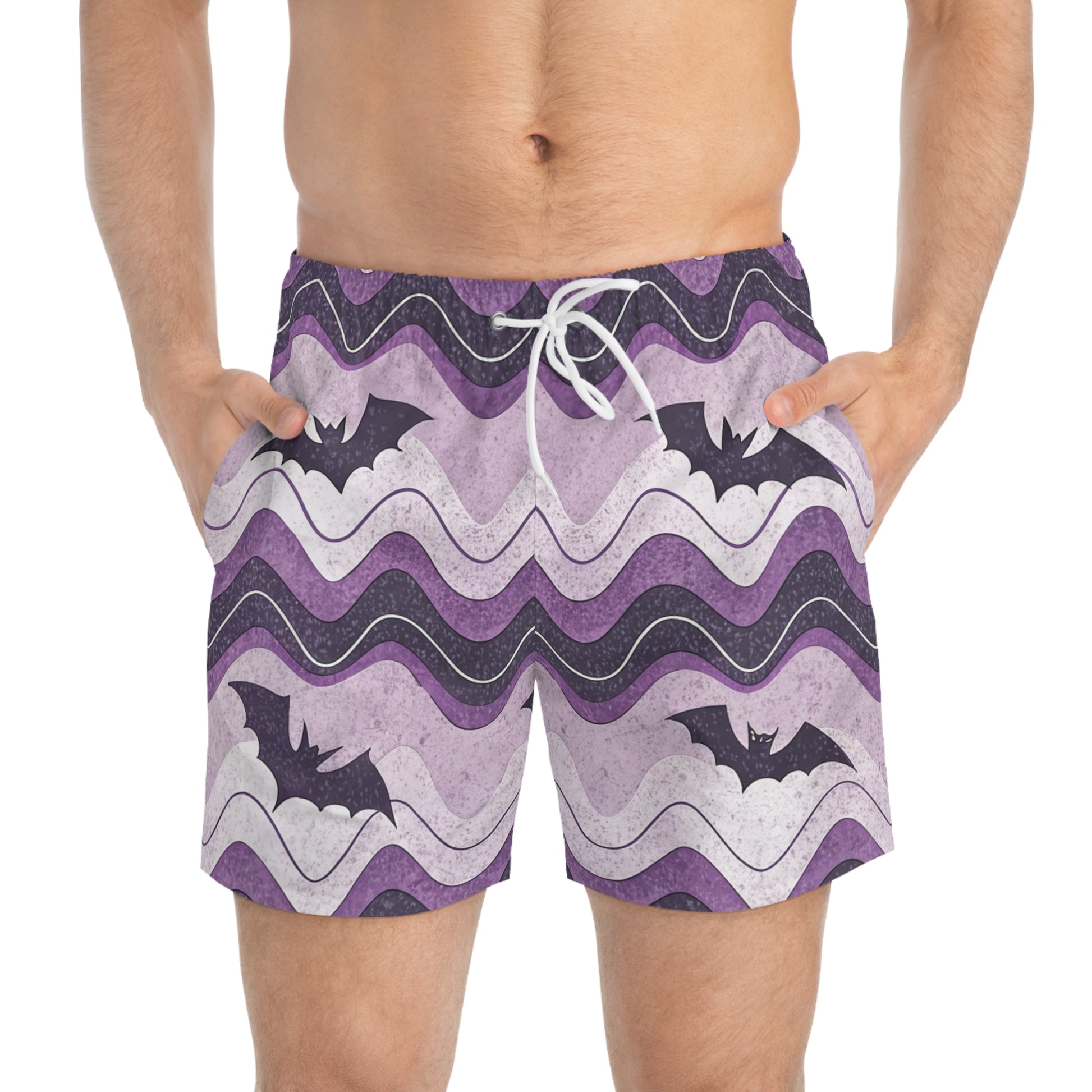 Bat Wave Swim Trunks (AOP), Artsulli - Art is Long, Life is Short, All Over Prints, , , , , , , 