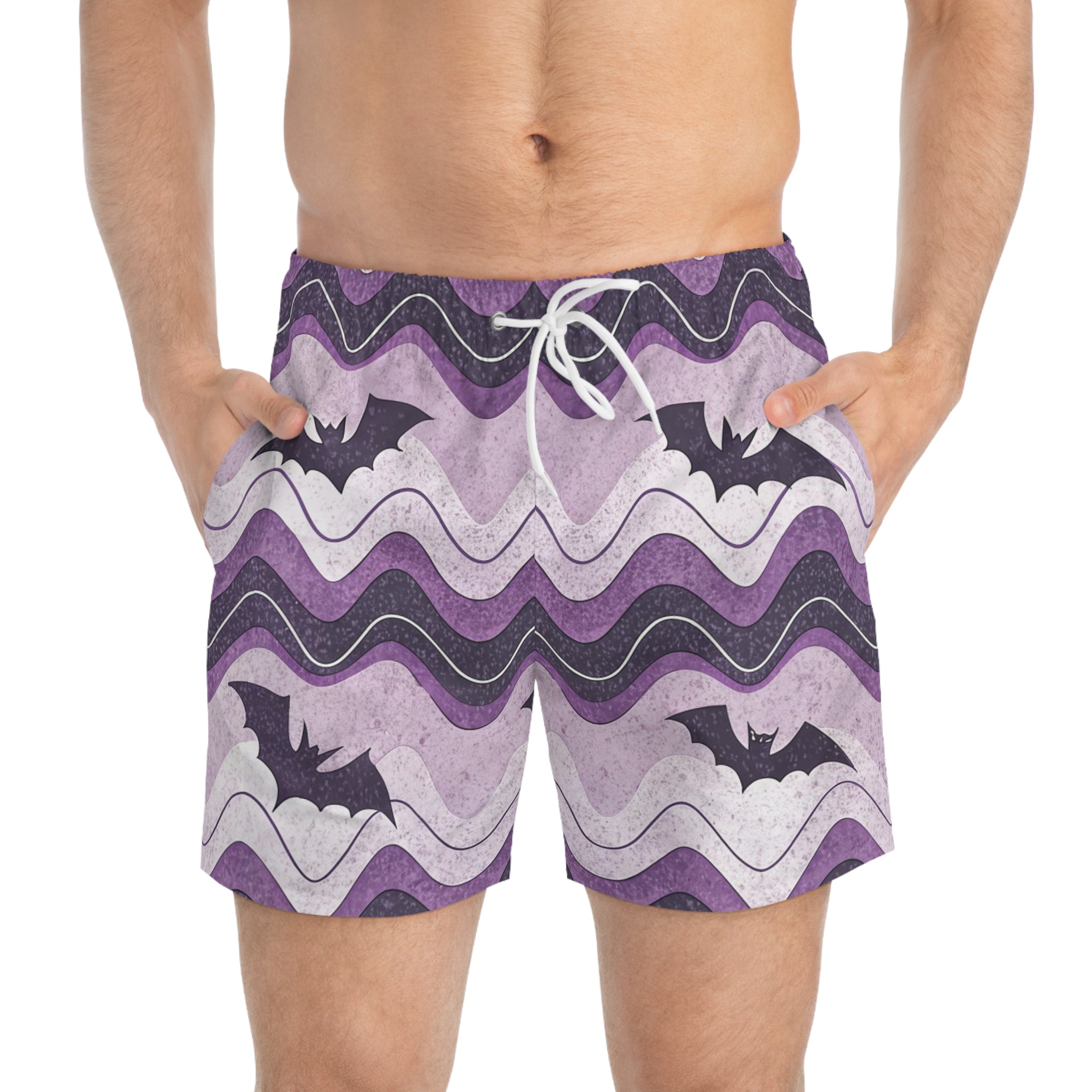 Bat Wave Swim Trunks (AOP), Artsulli - Art is Long, Life is Short, All Over Prints, , , , , , , 