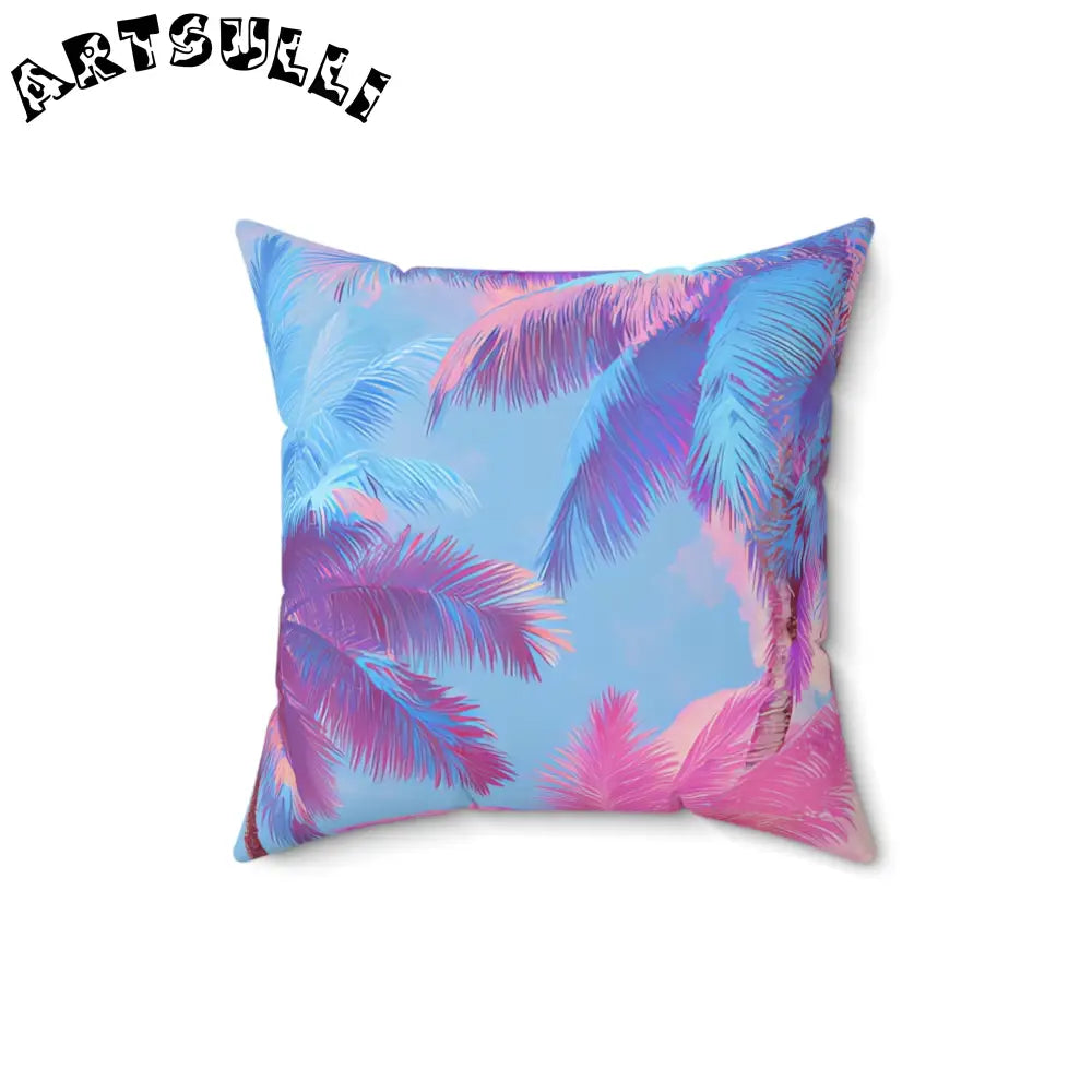 JAKKOUTTHEBXX Ethereal Pastel Palms Spun Polyester Square Pillow