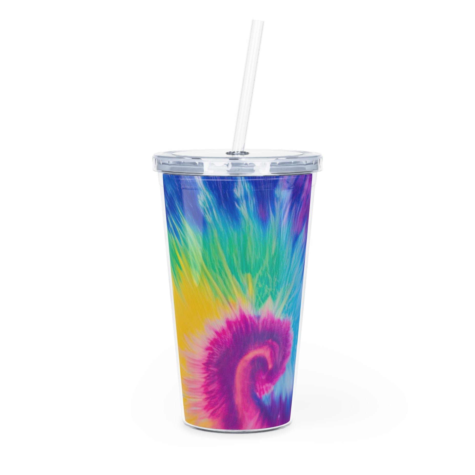 Psychedelic Tie Dye Plastic Tumbler with Straw, Artsulli - Art is Long, Life is Short, Mug, Size, 20oz, Color, Transparent, , , 22930757749857947134
