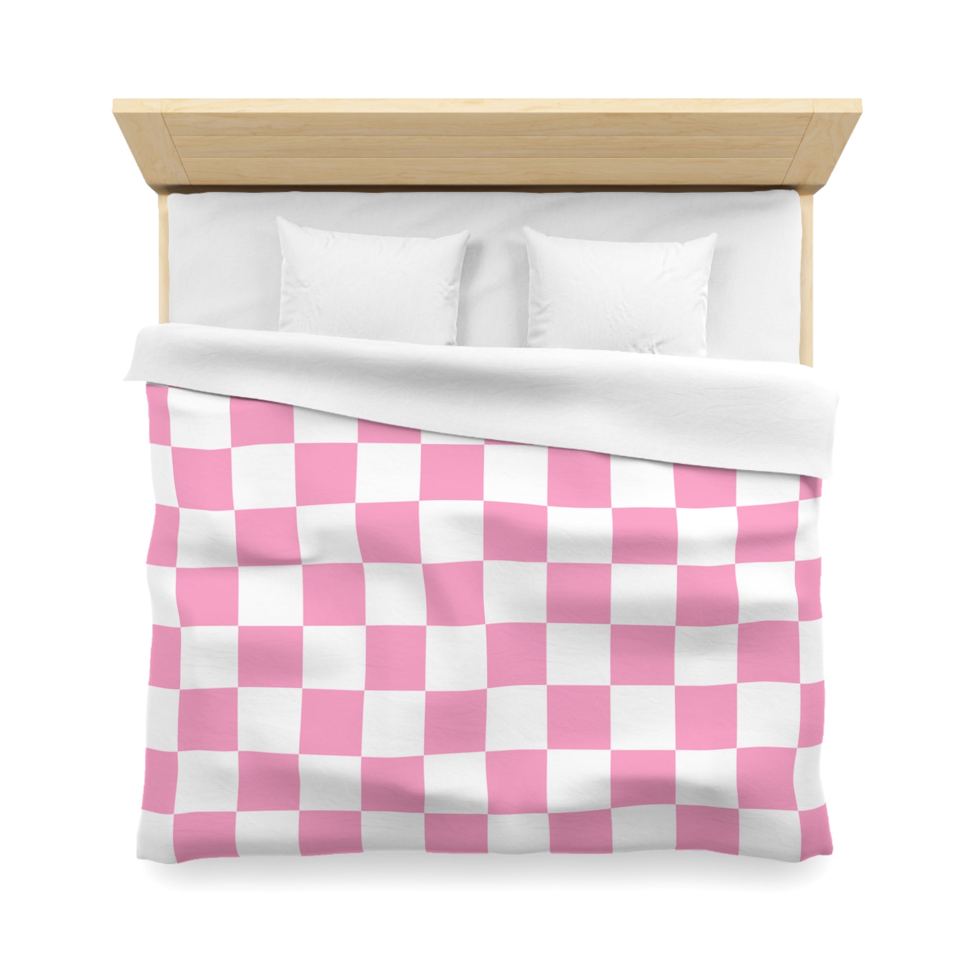 Checkerboard Hot Pink and White Microfiber Duvet Cover, Artsulli - Art is Long, Life is Short, Home Decor, , , , , , , 