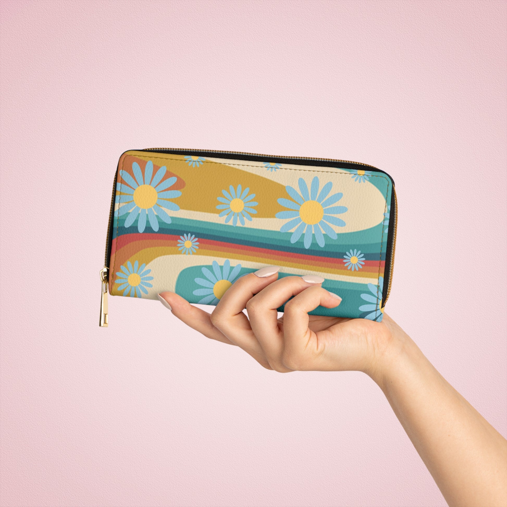 Psychedelic Floral Hills II Multi-Color Zipper Wallet, Artsulli - Art is Long, Life is Short, Accessories, , , , , , , 
