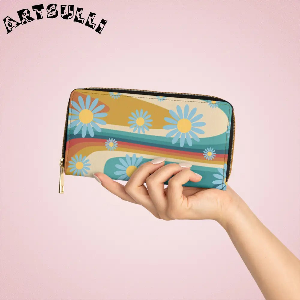 JAKKOUTTHEBXX Psychedelic Floral Hills II Multi-Color Zipper Wallet