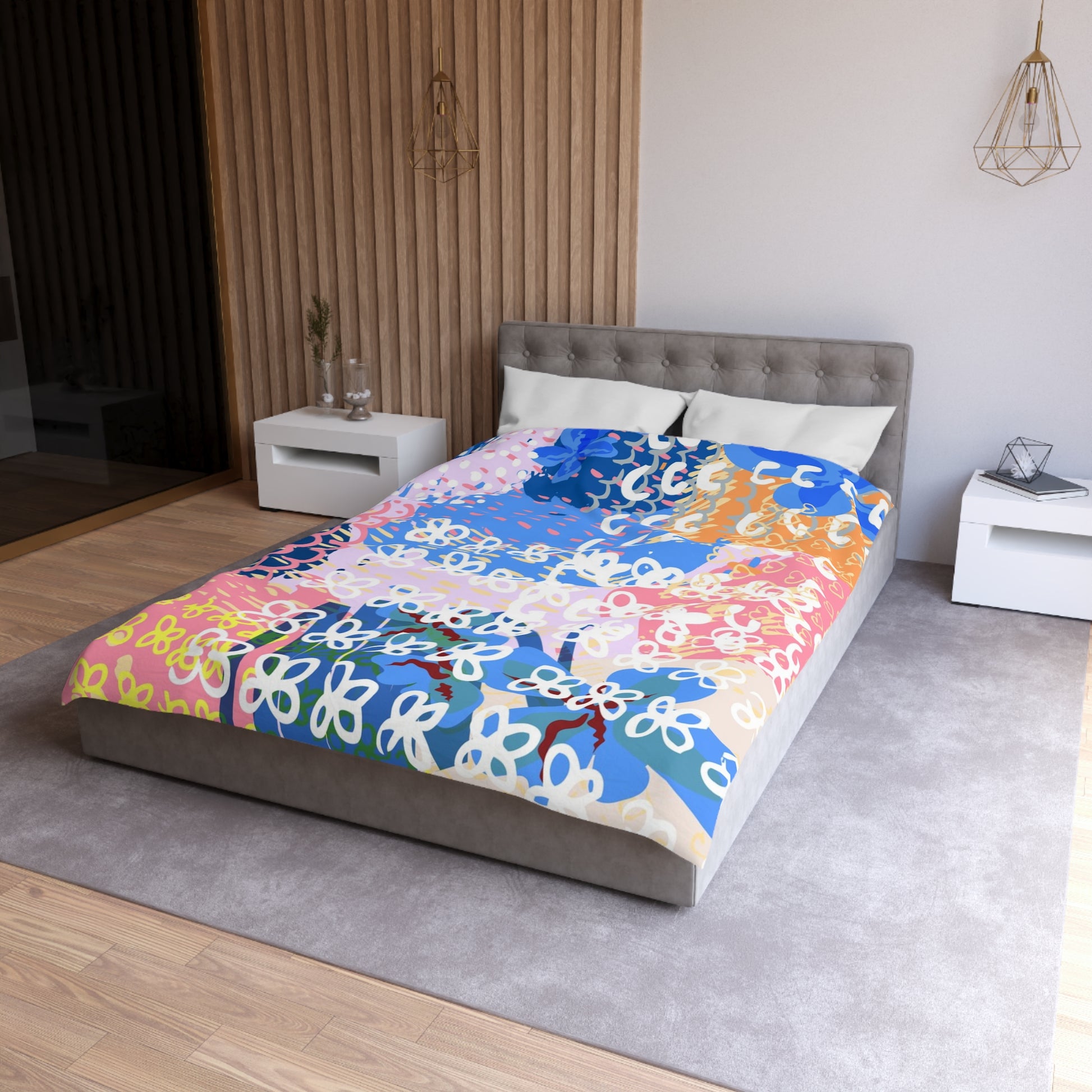 Flowers x Doodles x Hearts Multi-Color Microfiber Duvet Cover, Artsulli - Art is Long, Life is Short, Home Decor, , , , , , , 