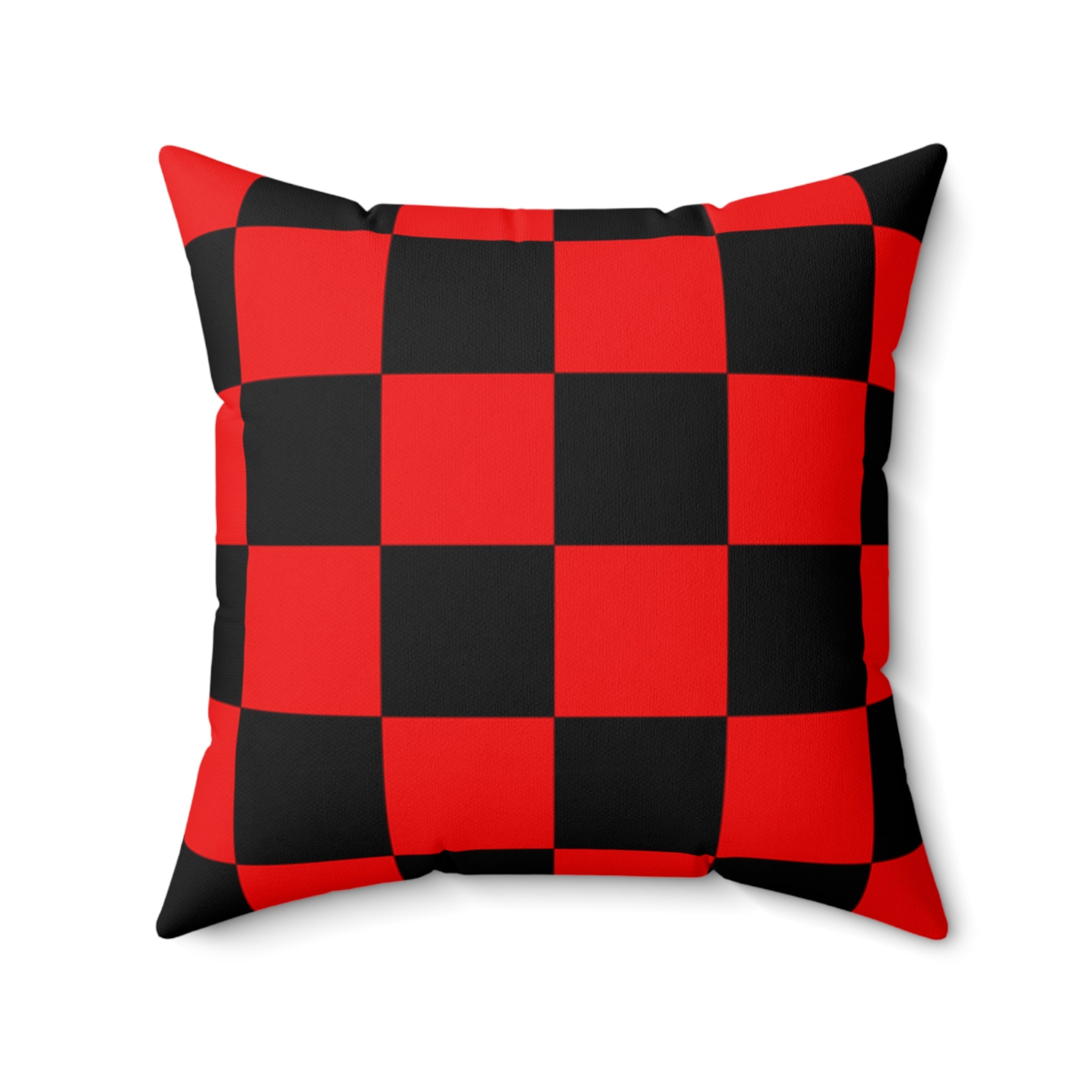 Checkerboard Red and Black Spun Polyester Square Pillow, Artsulli - Art is Long, Life is Short, Home Decor, Size, 20" × 20", , , , , 10343419924315306071