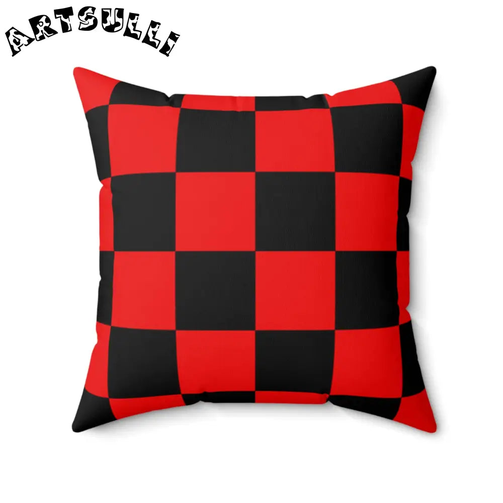 JAKKOUTTHEBXX Checkerboard Red and Black Spun Polyester Square