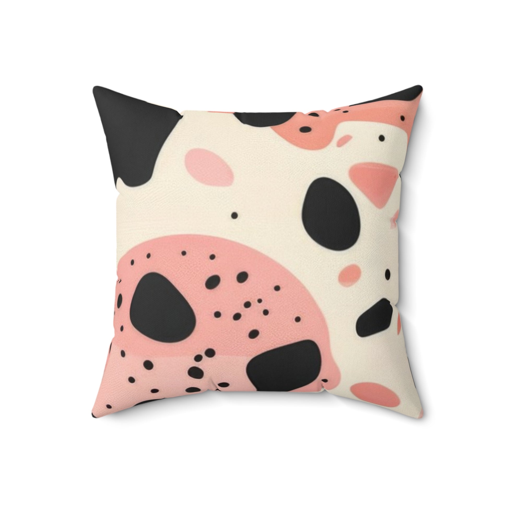Organic Cow Print Cream and Pink Spun Polyester Square Pillow, Artsulli - Art is Long, Life is Short, Home Decor, , , , , , , 