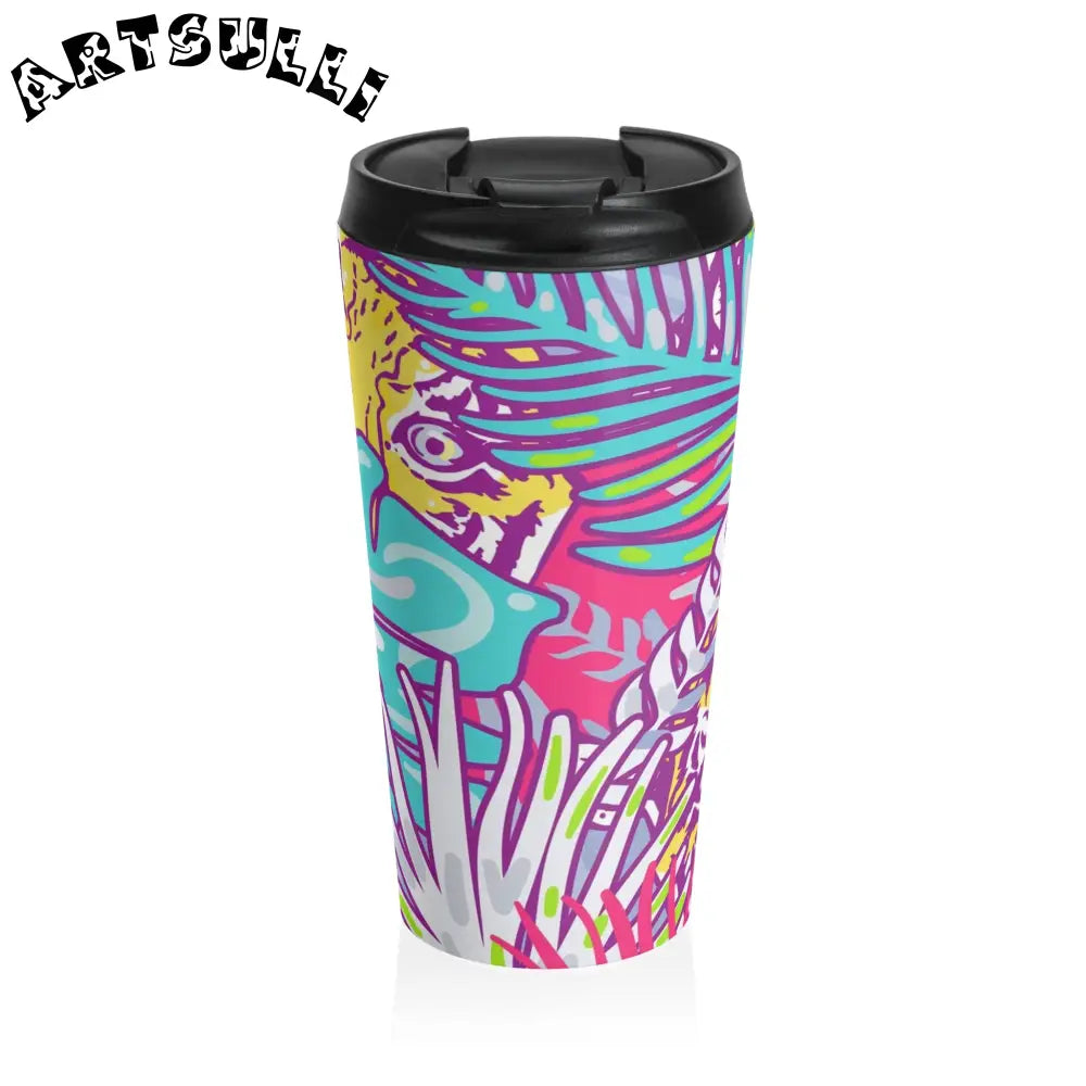 JAKKOUTTHEBXX Tropical Floral Tigers Torquise and Purple Stainless