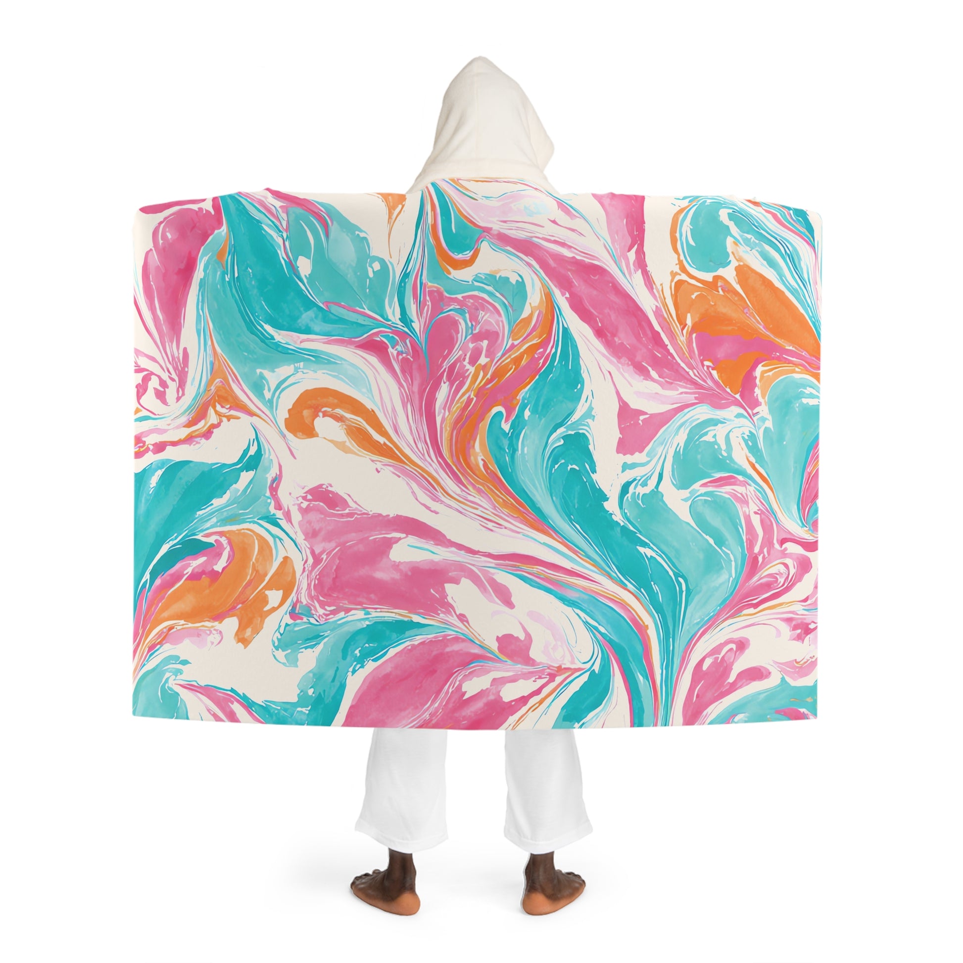Liquid Pastel Spill Multi-Color Hooded Sherpa Fleece Blanket, Artsulli - Art is Long, Life is Short, All Over Prints, , , , , , , 