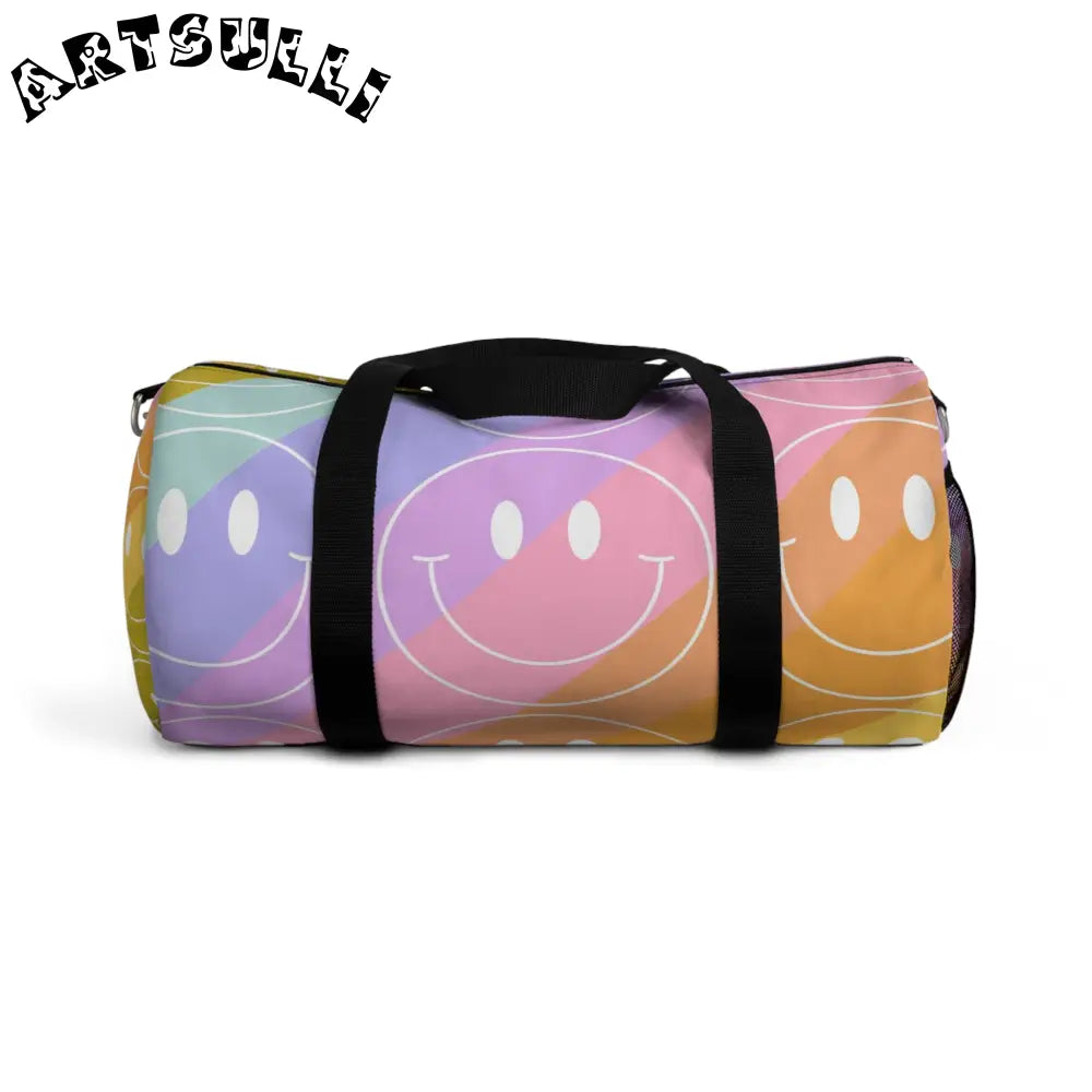 JAKKOUTTHEBXX Smiley Face x Rainbow Stripes Multi-Color Duffel Bag