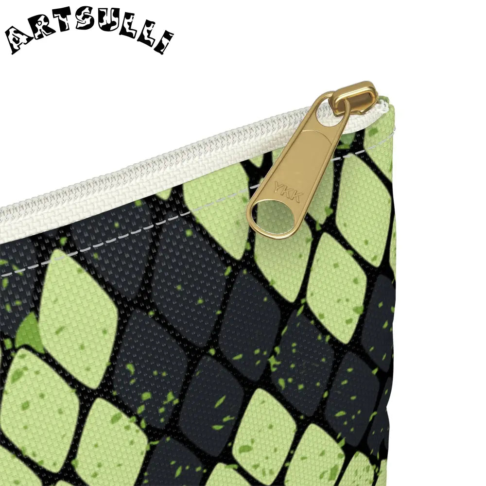 JAKKOUTTHEBXX Snake Skin Green and Black Accessory Pouch