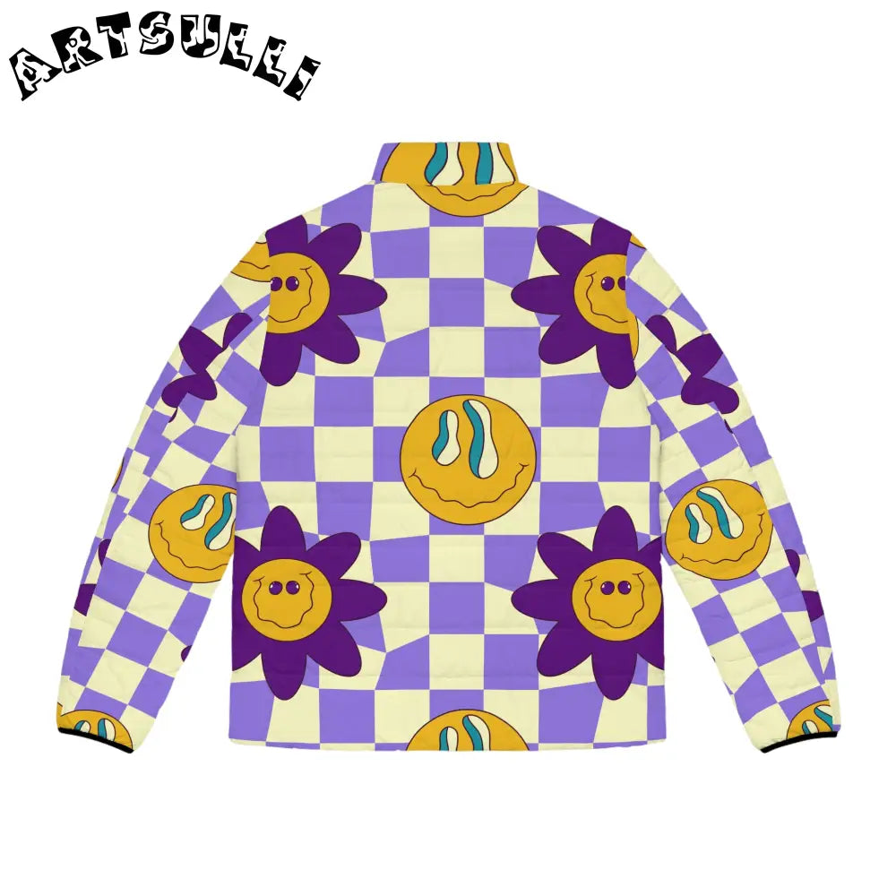 JAKKOUTTHEBXX Trippy Flower Power Motifs Men’s Puffer Jacket (AOP)