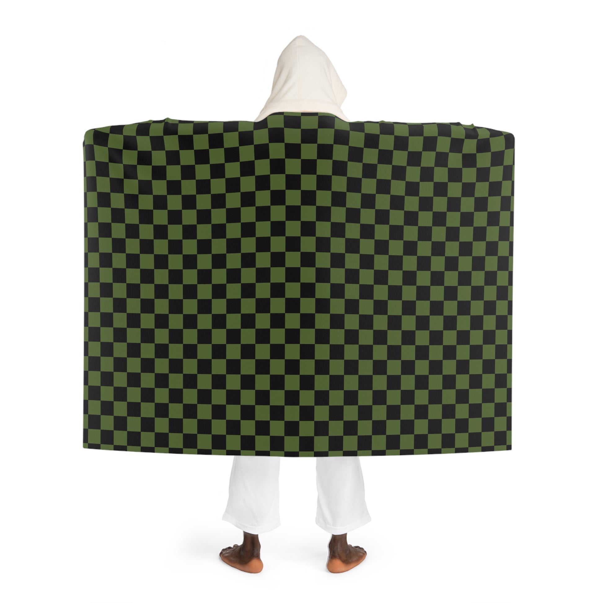Checkerboard Blue White and Black Hooded Sherpa Fleece Blanket, Artsulli - Art is Long, Life is Short, All Over Prints, , , , , , , 