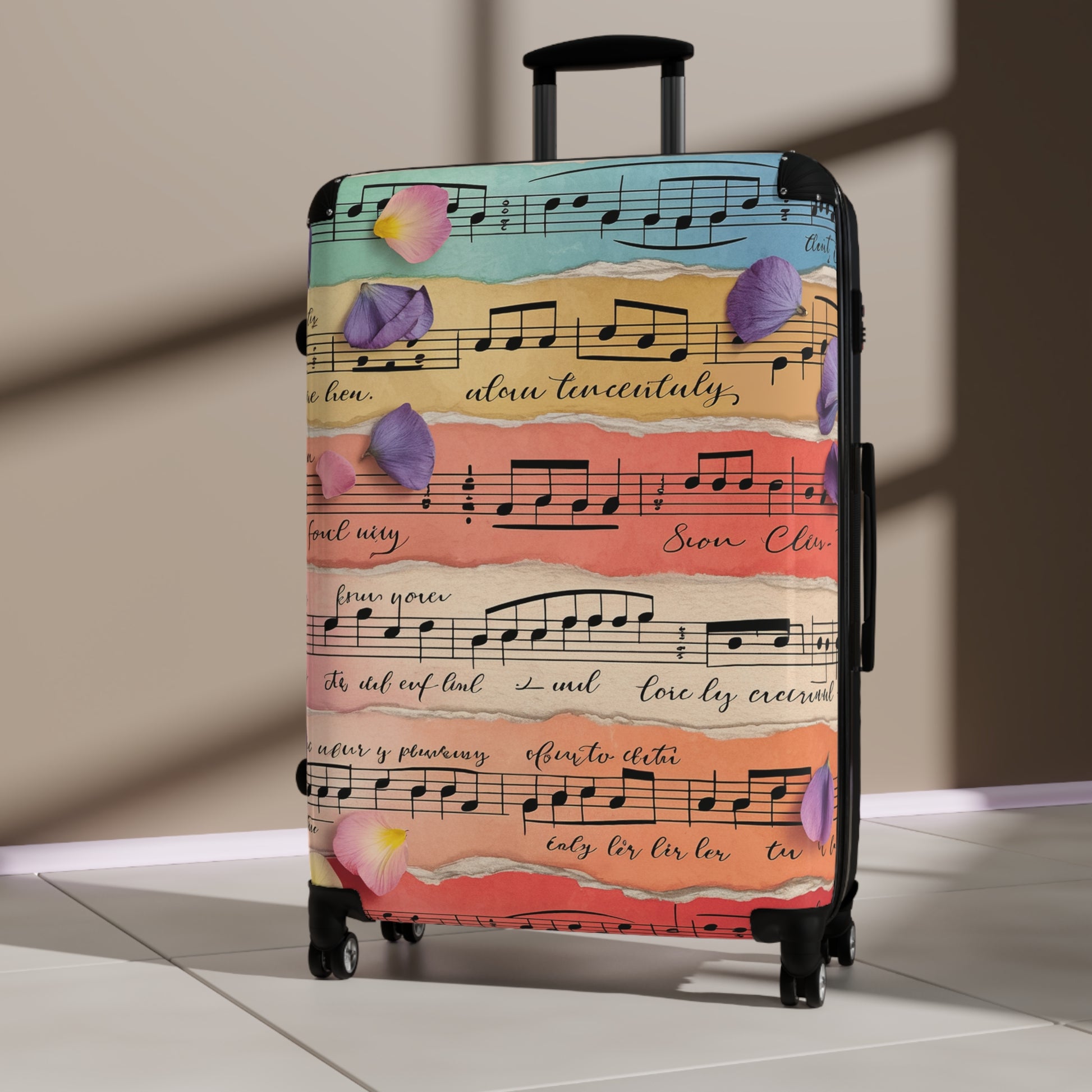 Torn Type Beat Sheet Music Multi-Color Suitcase, Artsulli - Art is Long, Life is Short, Bags, , , , , , , 