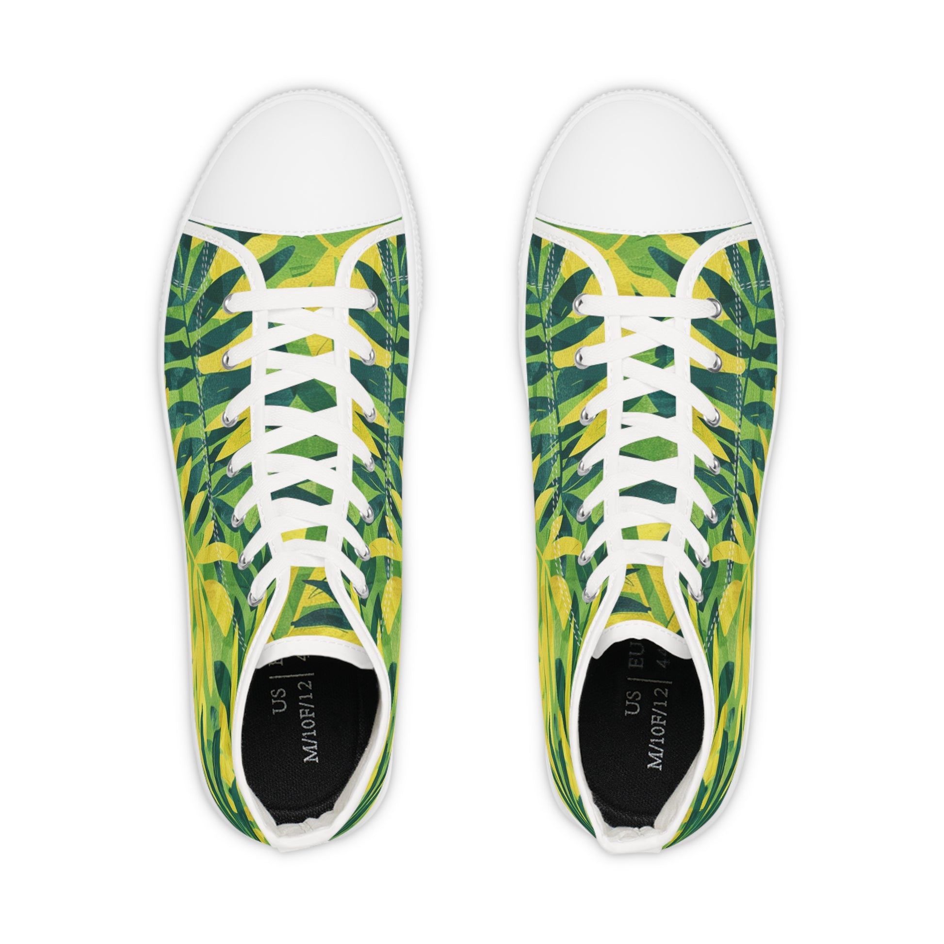 Green Leaf x Yellow Leaf x Tropical x Jungle III Men's High Top Sneakers, Artsulli - Art is Long, Life is Short, Shoes, , , , , , , 