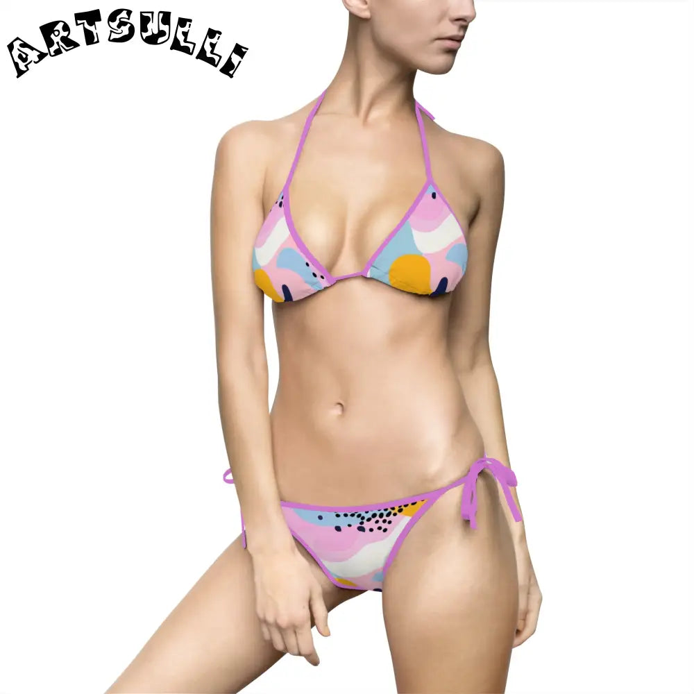 JAKKOUTTHEBXX Colorful Abstract Dots and Shapes Women’s Bikini
