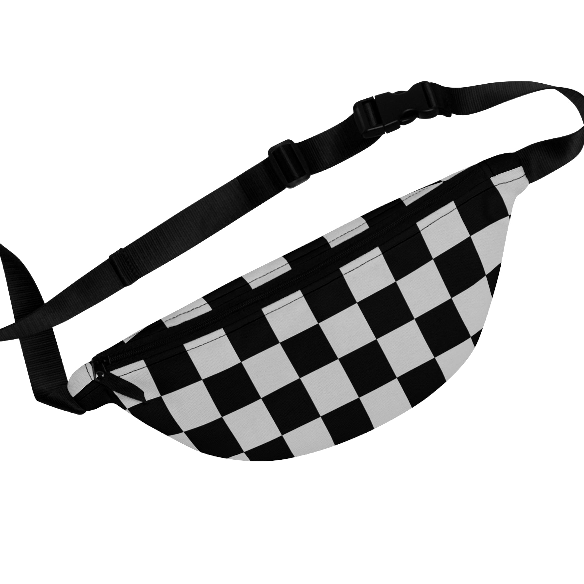 Checkerboard Dada Black and Light Gray Fanny Pack, Artsulli - Art is Long, Life is Short, Bags, Size, One size, , , , , 42451097788435153647