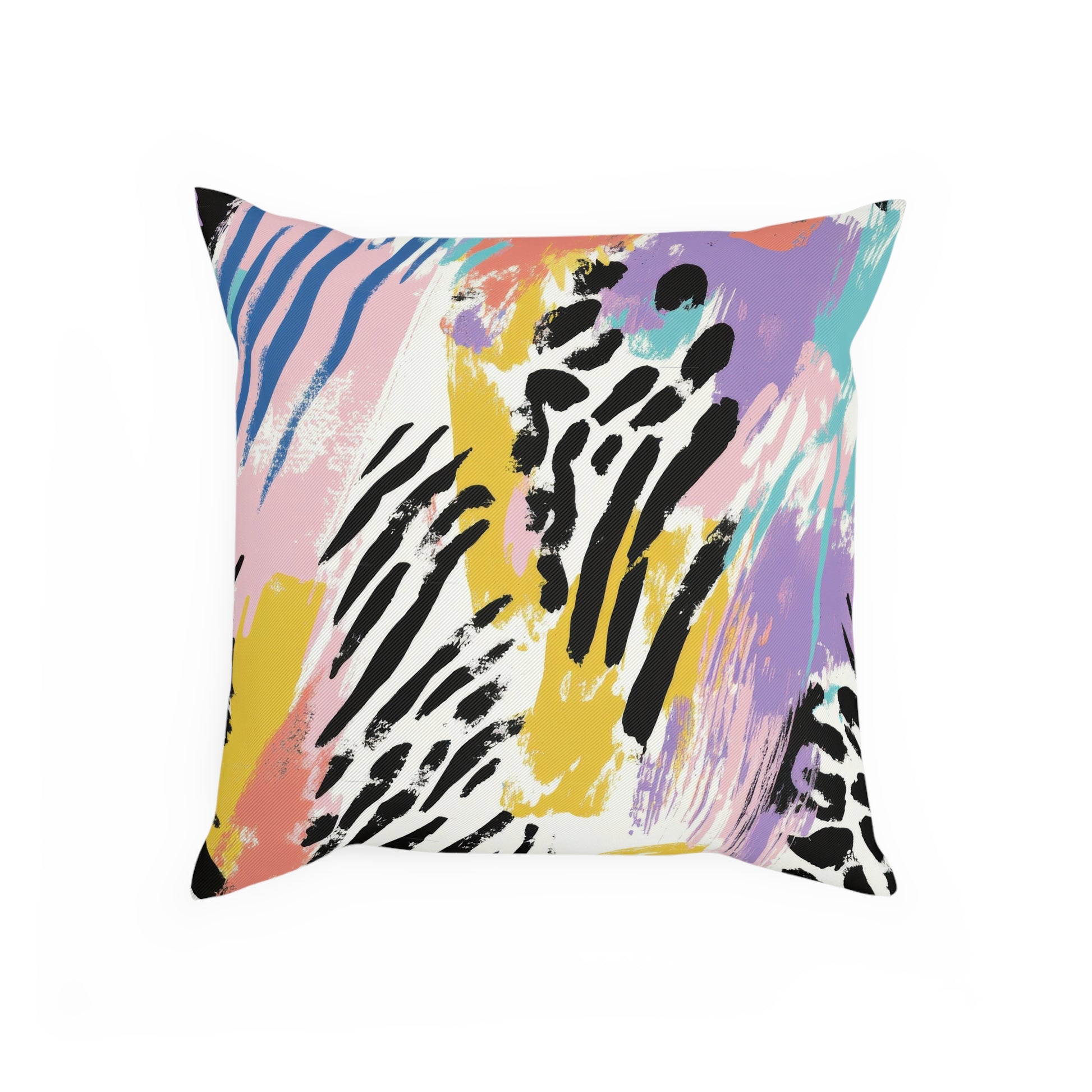 Wild Zebra Stripes x Paint Brush Strokes Multi-Color Cushion, Artsulli - Art is Long, Life is Short, Home Decor, , , , , , , 